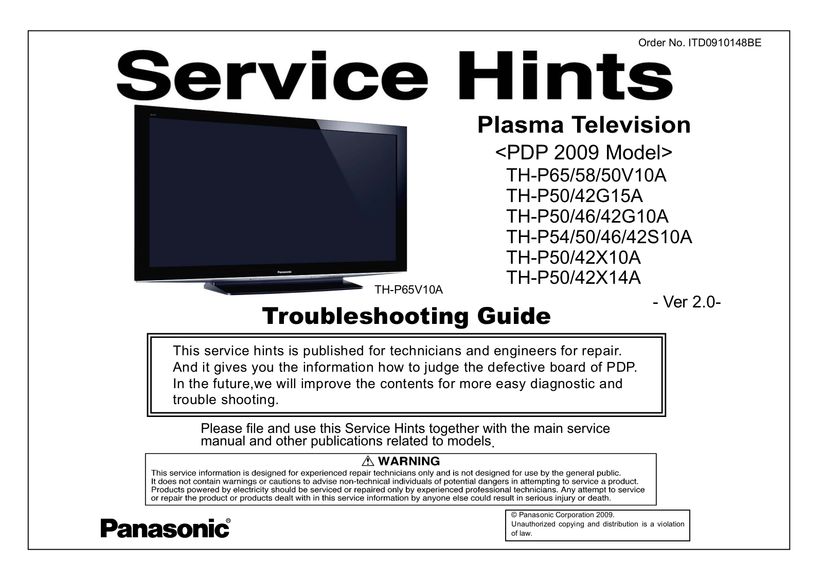 Panasonic th p46s10a, th p42g10a, th p42x10a, th p50v10a, th p42x14a schematic
