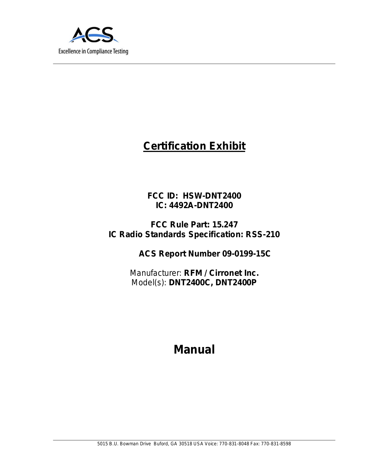 Murata Electronics North America DNT2400 User Manual