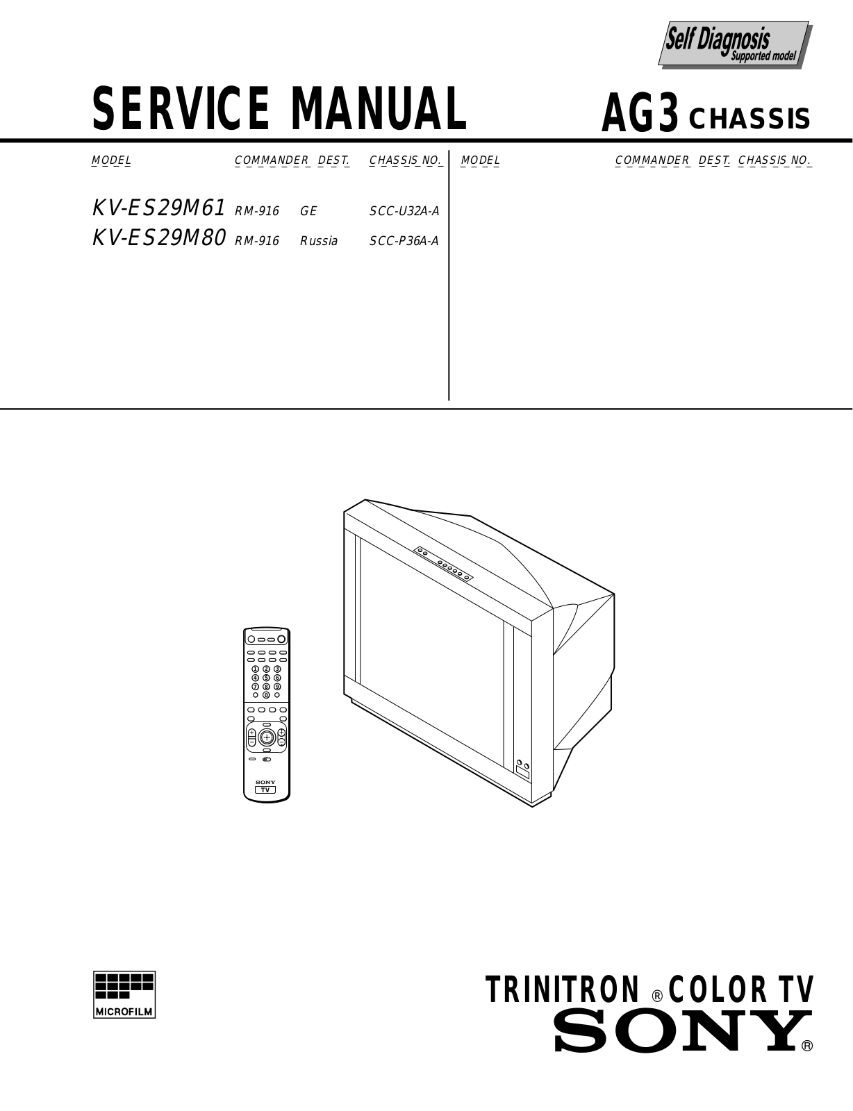 Sony KV-ES29M61, KV-ES29M80 Service Manual