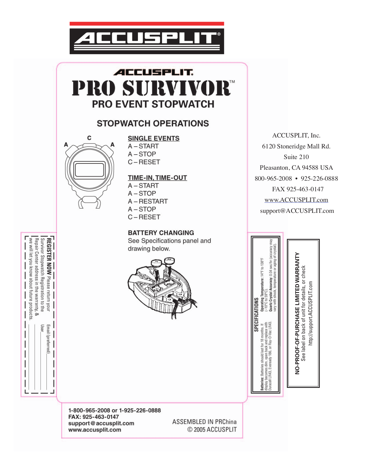 Accusplit S602XE User Manual