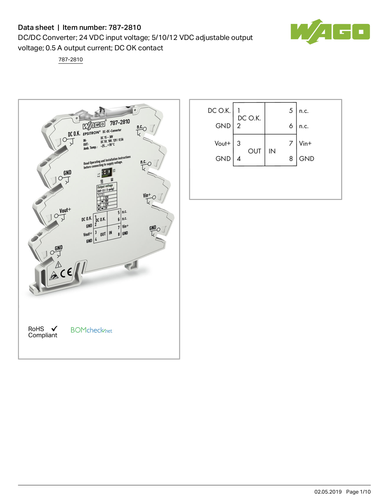 Wago 787-2810 Data Sheet