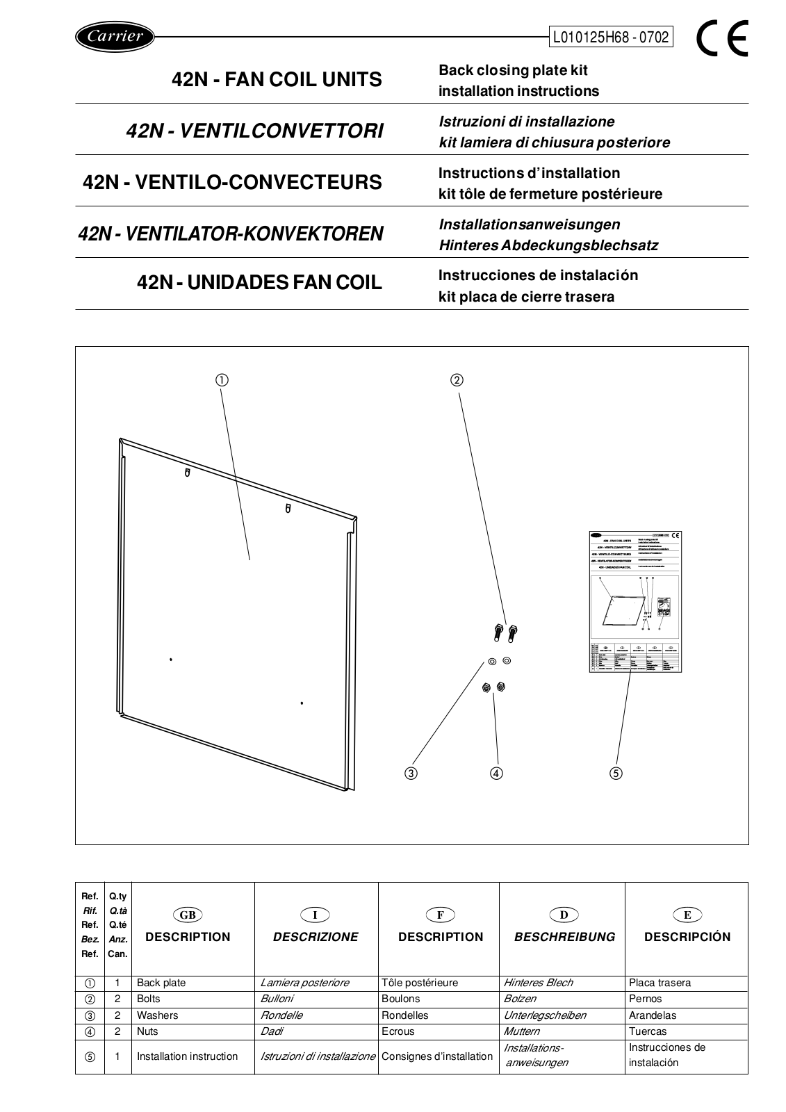 Carrier 2G25H68 User Manual