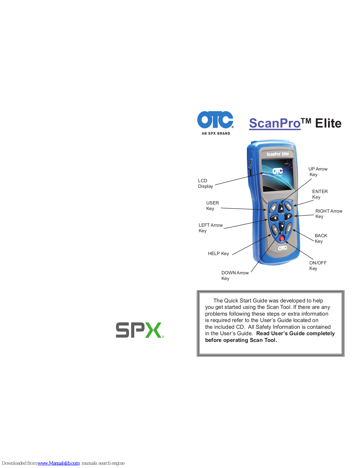 OTC ScanPro Elite Quick Start Manual - ManualMachine.com