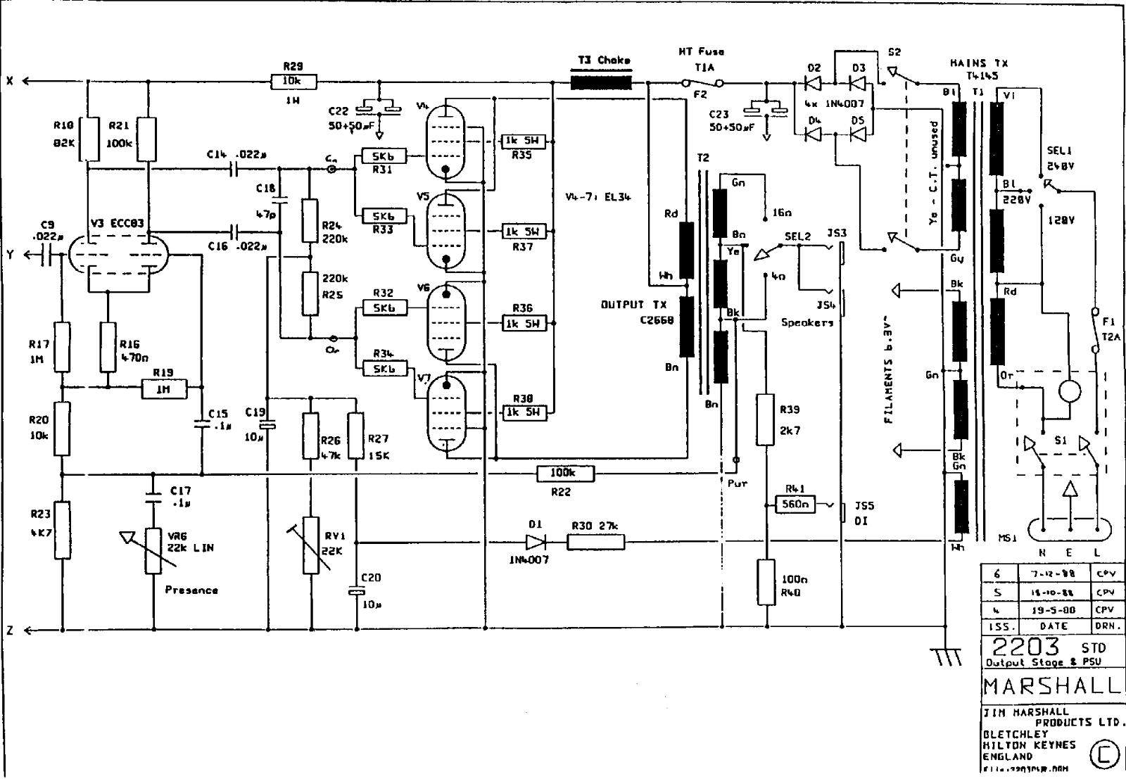 Marshall 2203-Pwrm Schematic