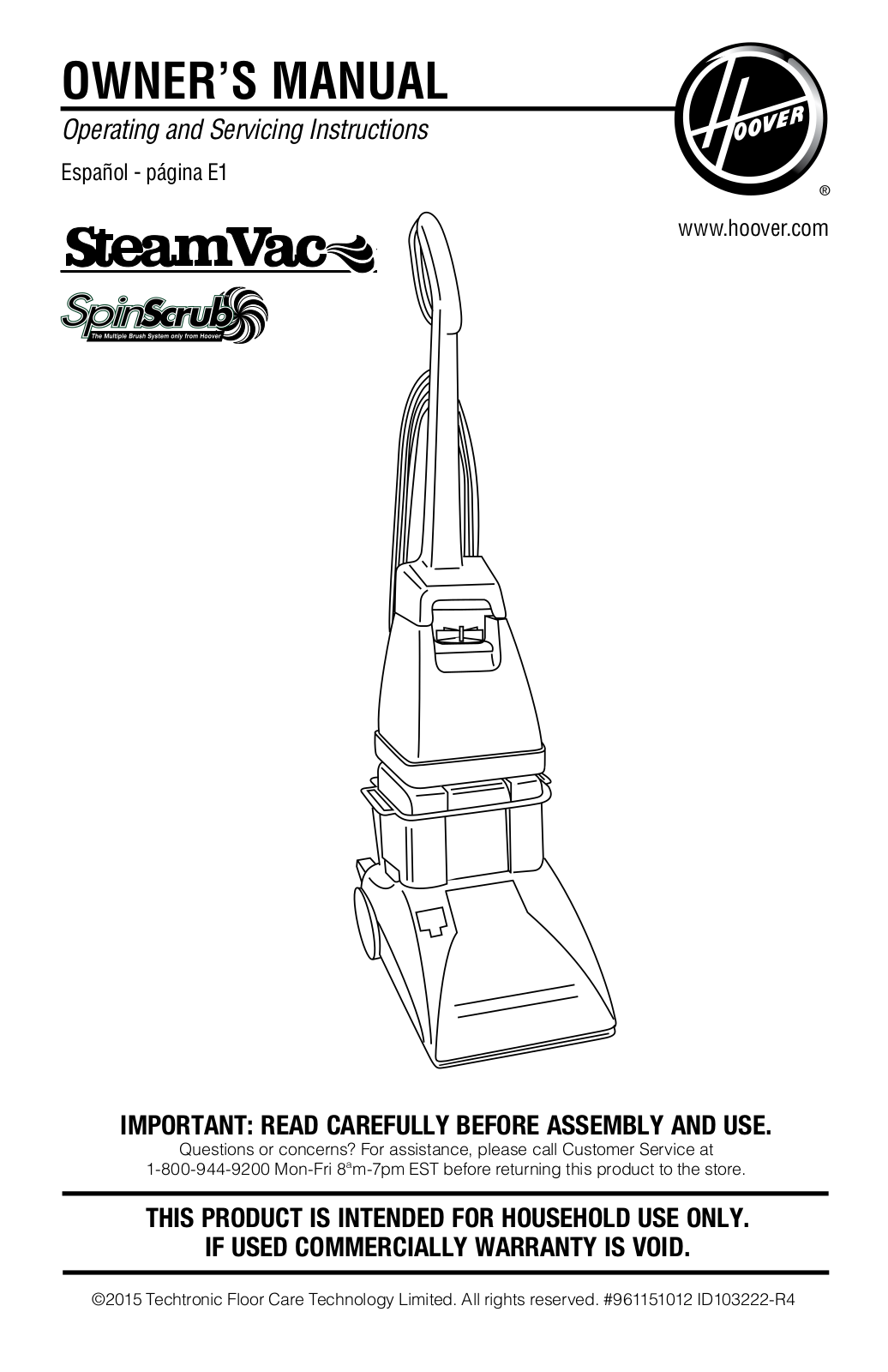 Hoover F5914900, F5914901NC Owners Manual