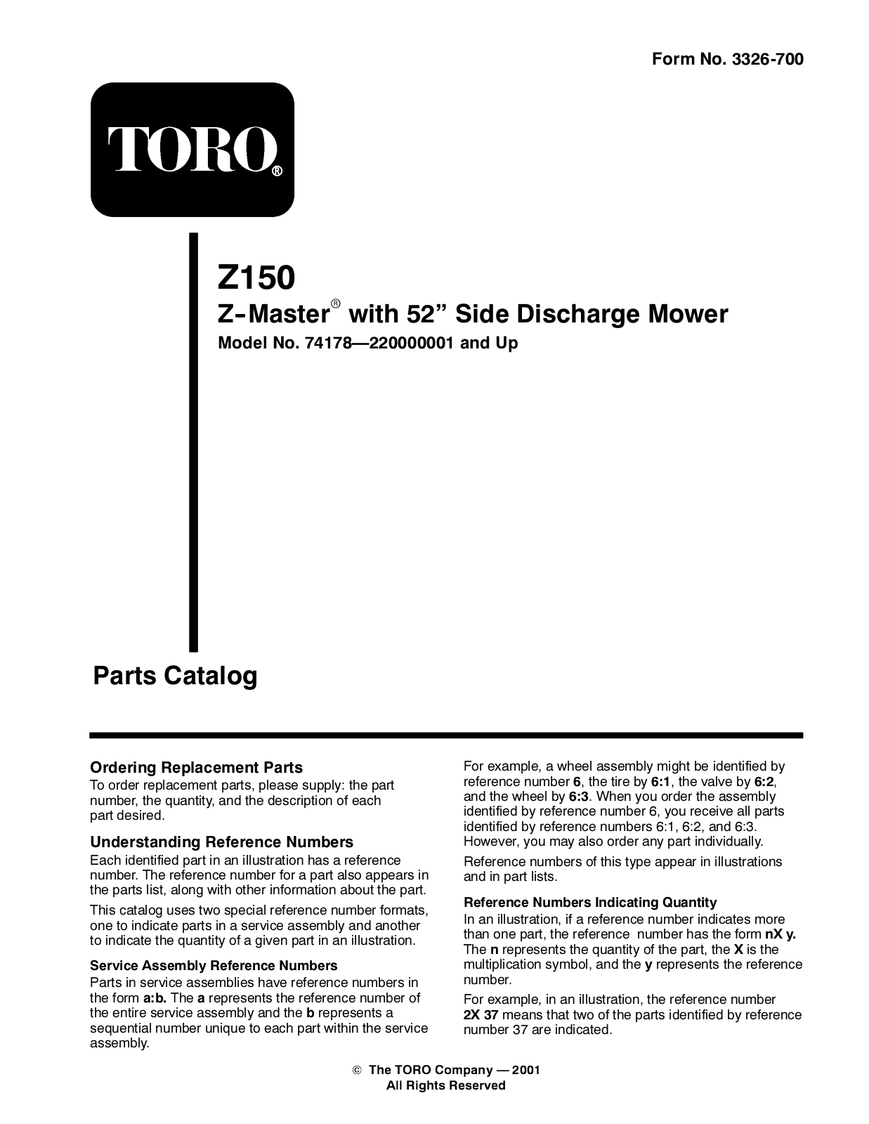 Toro 74178 Parts Catalogue