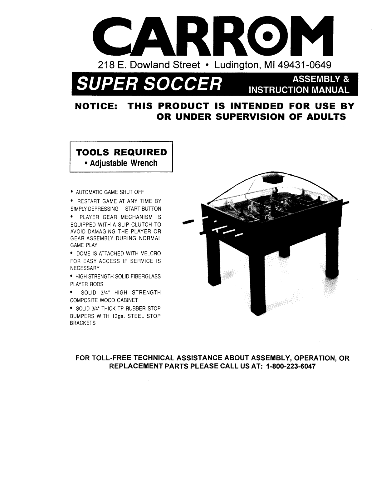 Carrom SUPER SOCCER User Manual