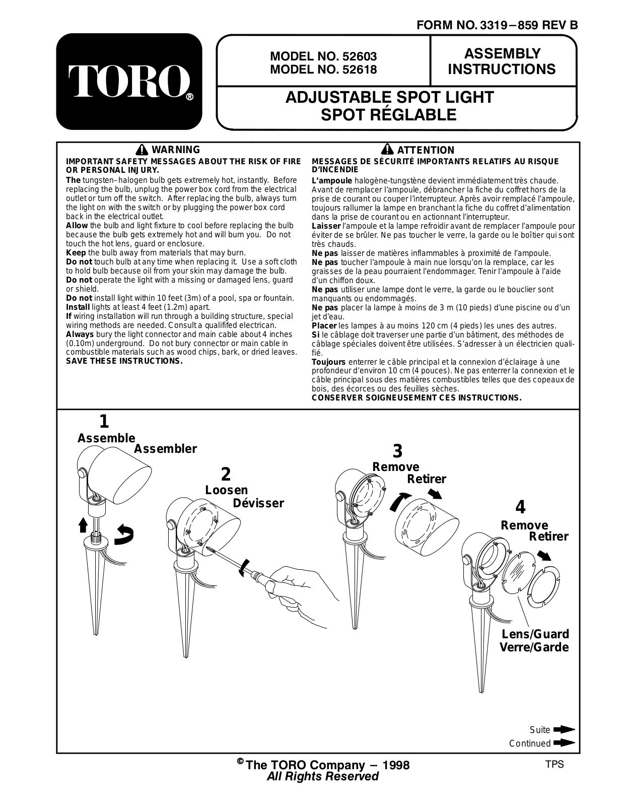 Toro 52603, 52618 Installation Instructions