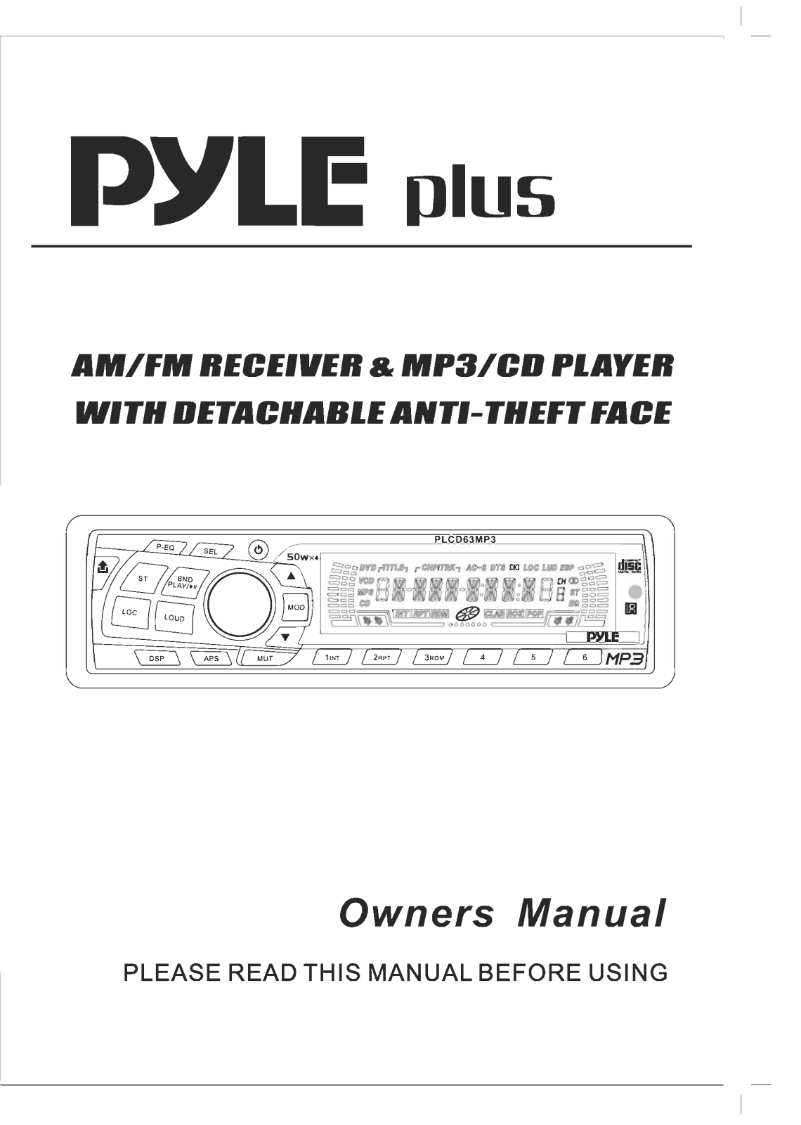 Pyle PLCD-63-MP Owners manual