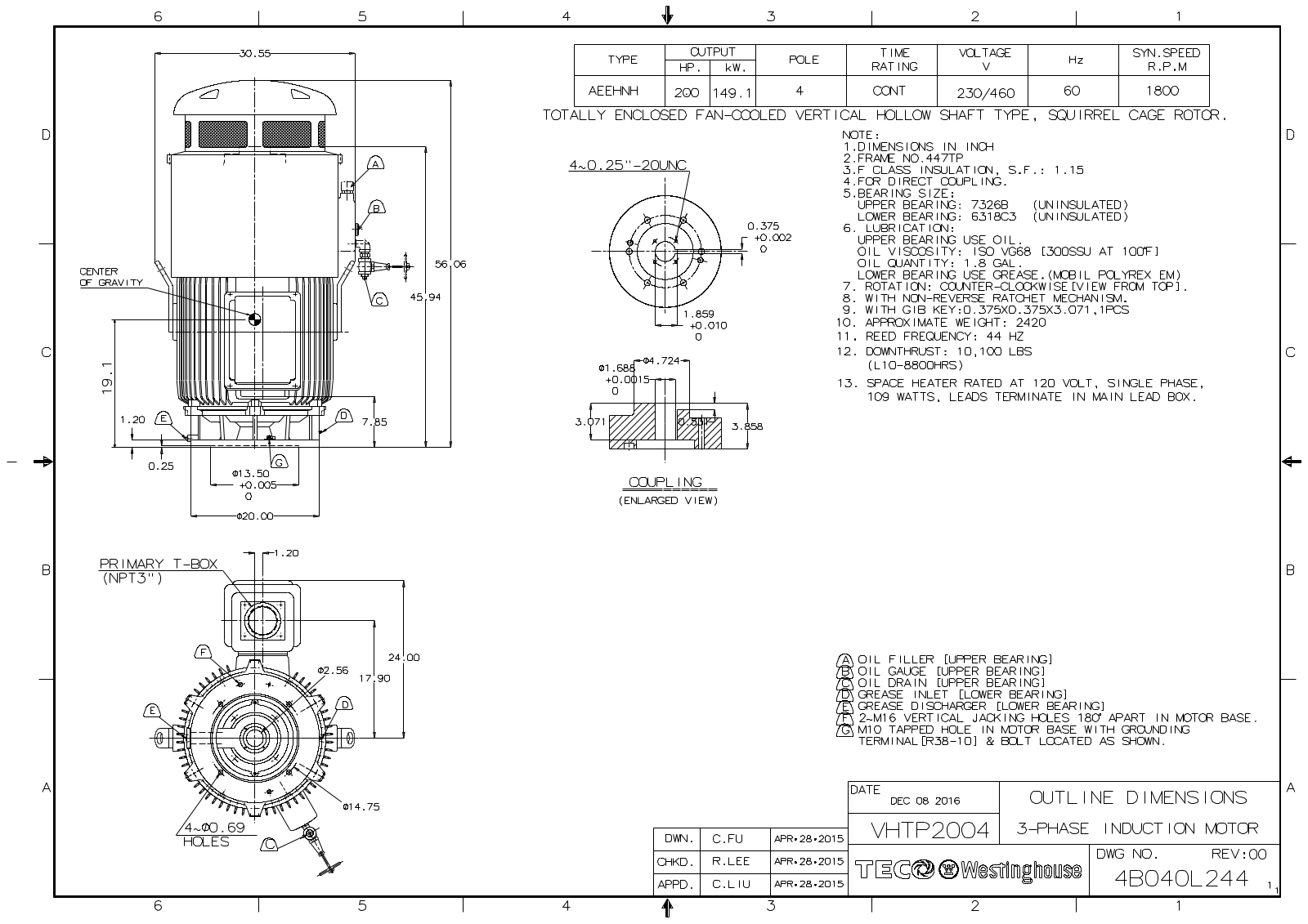 Teco VHTP2004 Reference Drawing