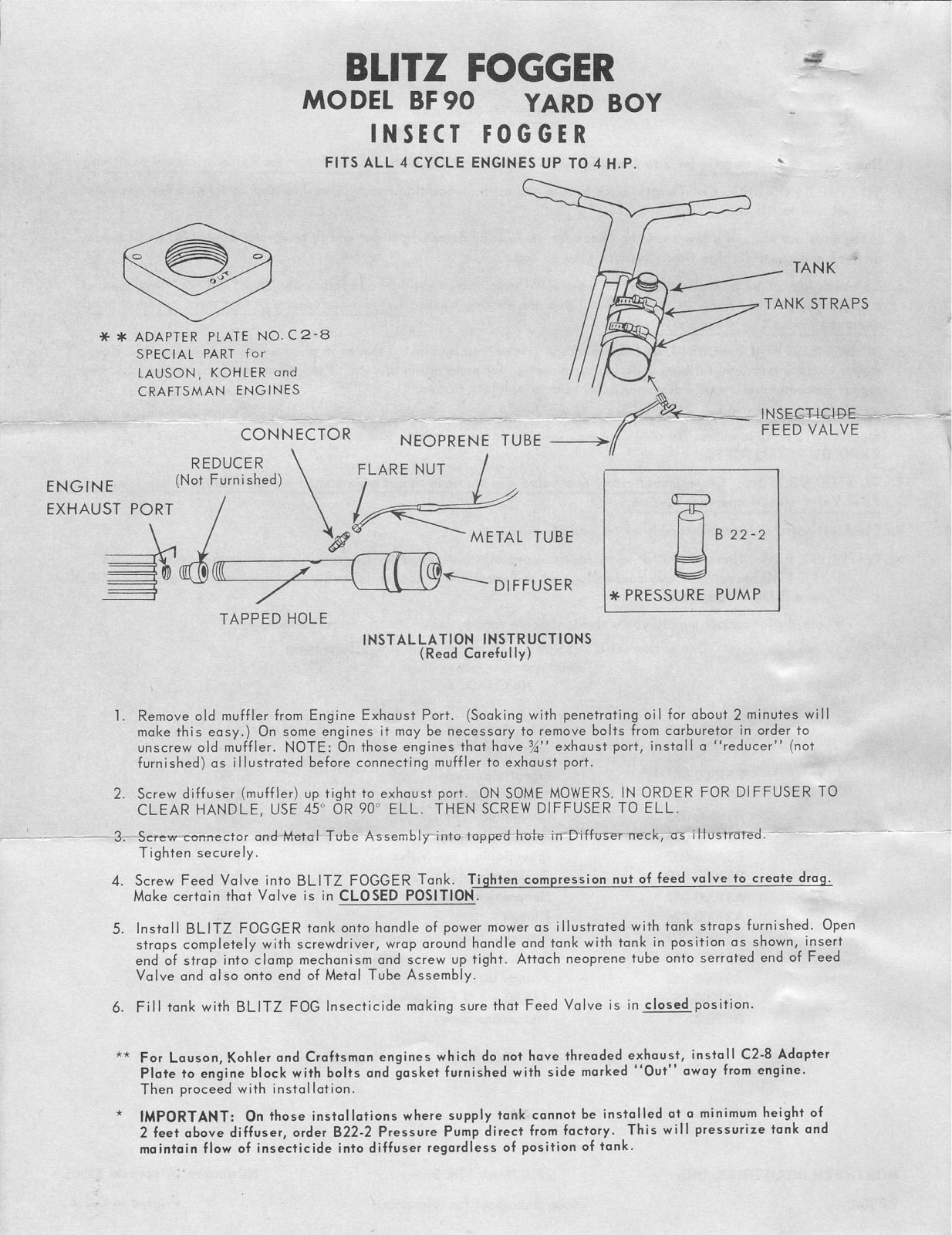 David Bradley BF 90 Operating Instruction