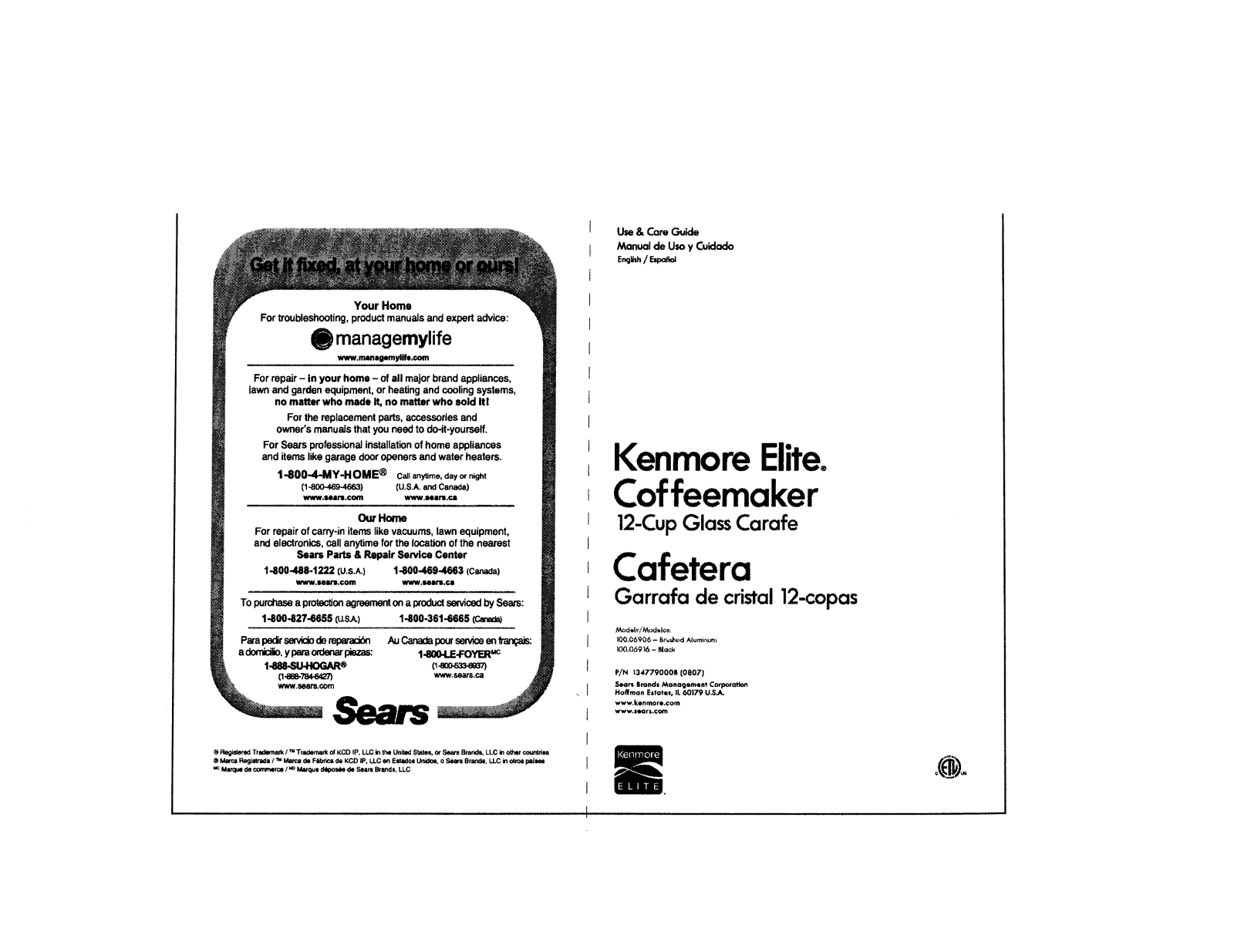 Kenmore 10006906, 10006916 Owner’s Manual