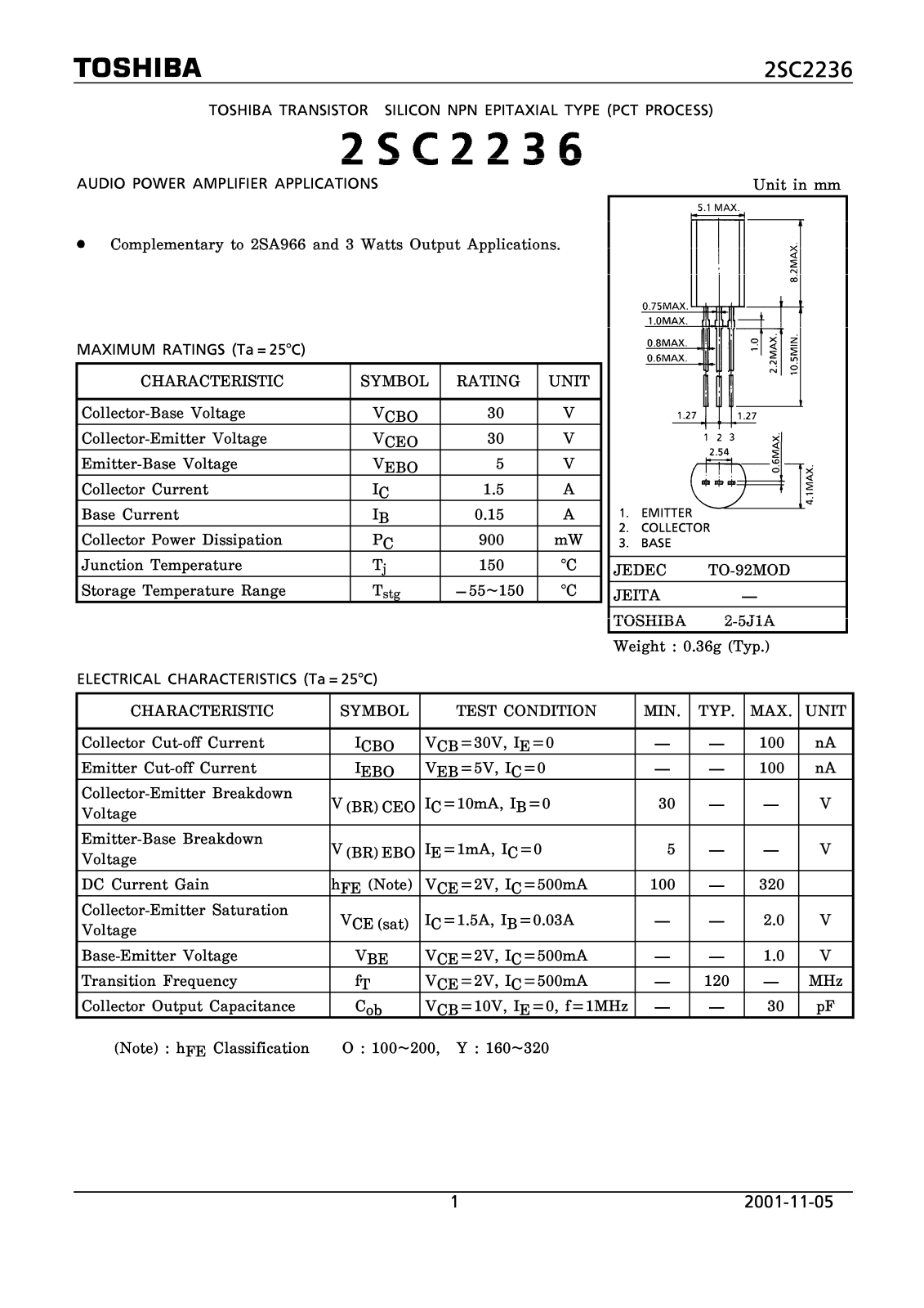 Datasheet 2SC2236 Specification - ManualMachine.com