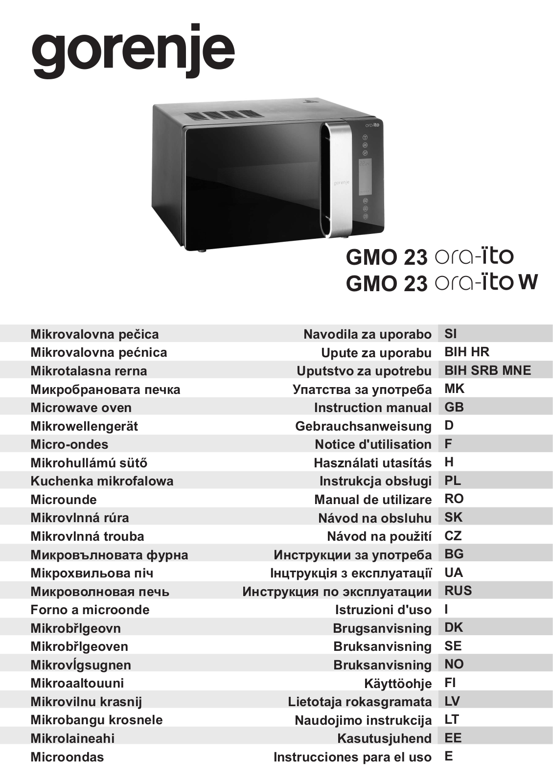 Gorenje GMO-23 Ora Ito User Manual