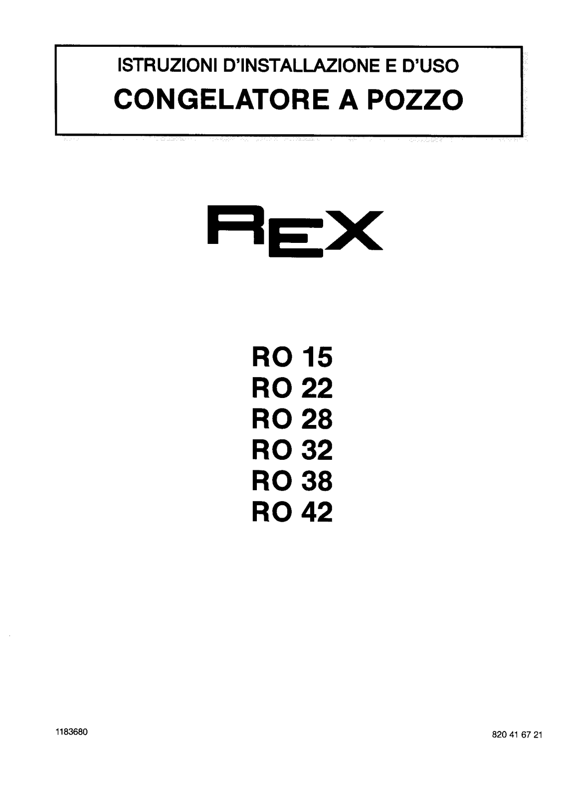 Rex RO15, RO42, RO32, RO22, RO28 Manual
