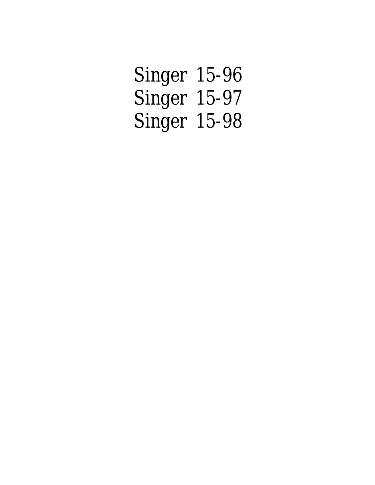 SINGER 15-96, 15-97, 15-98 Parts List