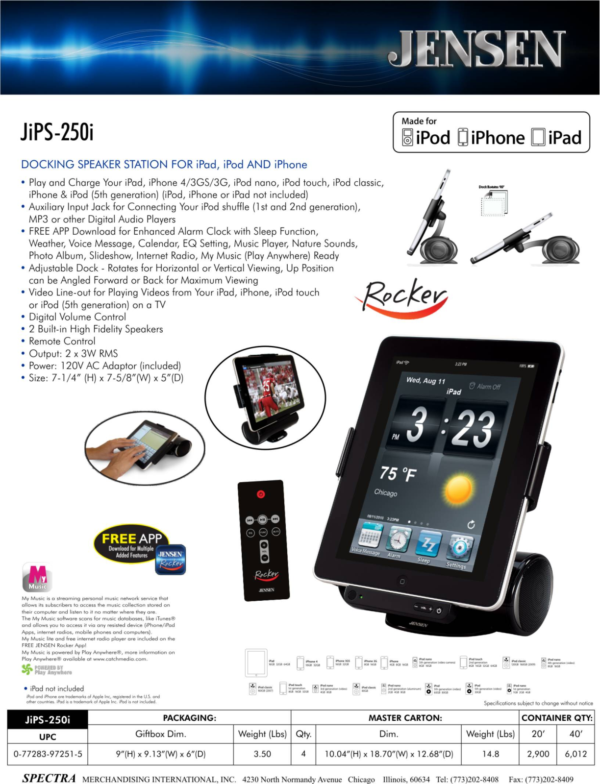 Jensen JIPS-250I User Manual