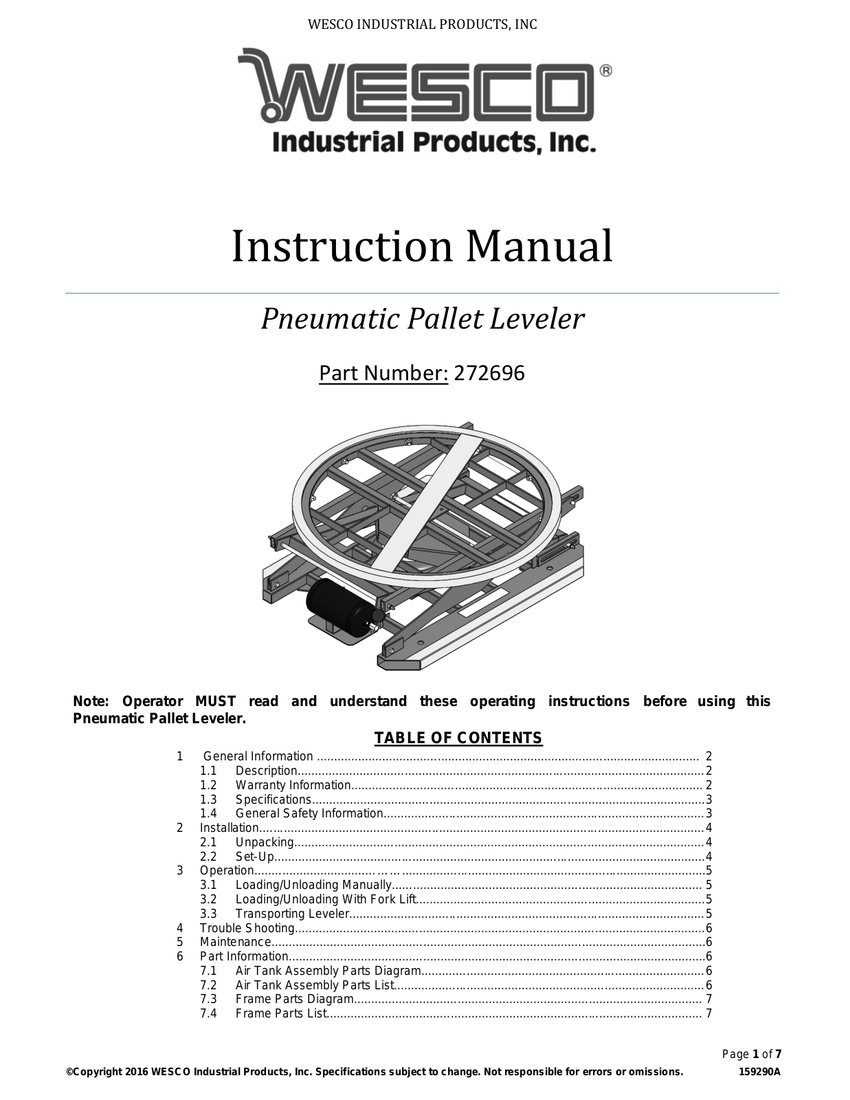 Wesco 272696 User Manual