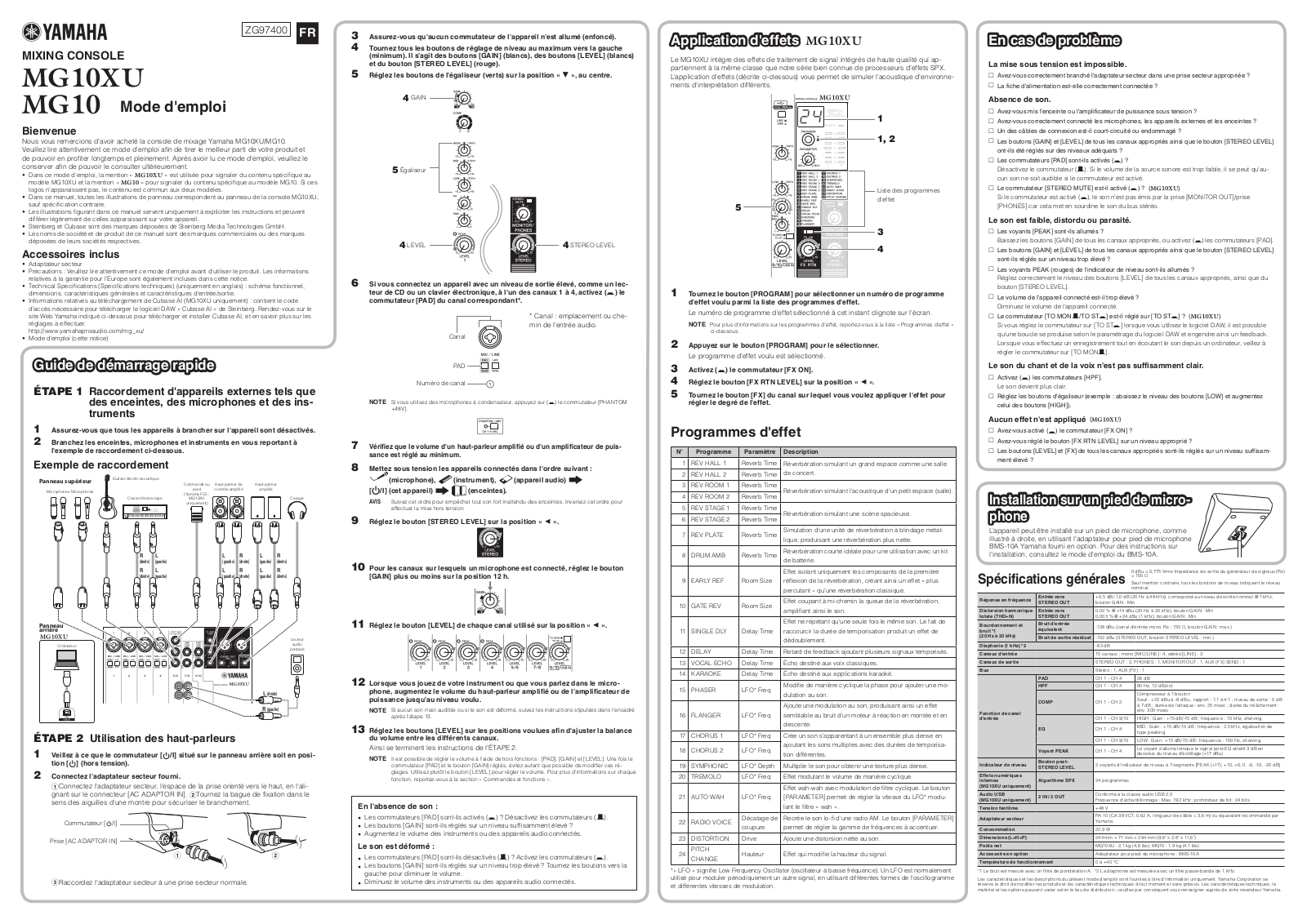 Yamaha MG10XU, MG10 User Guide