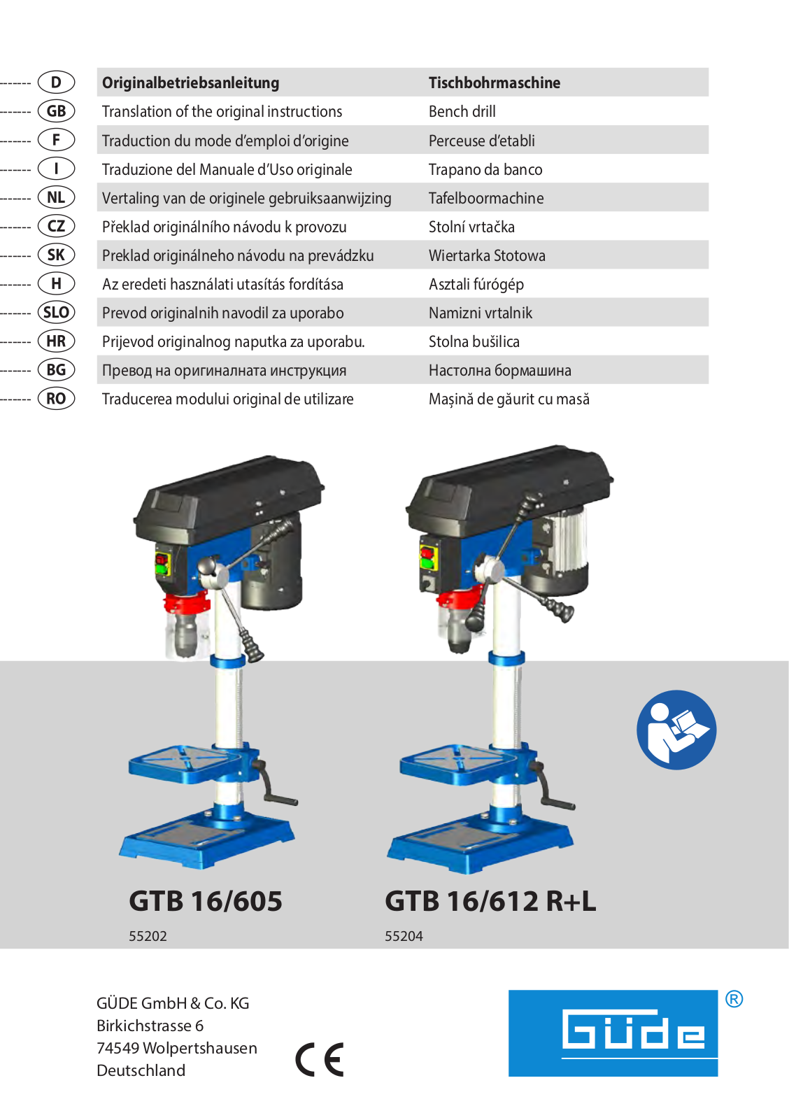 Güde GTB 16-605, GTB 16-612 R+L User Manual