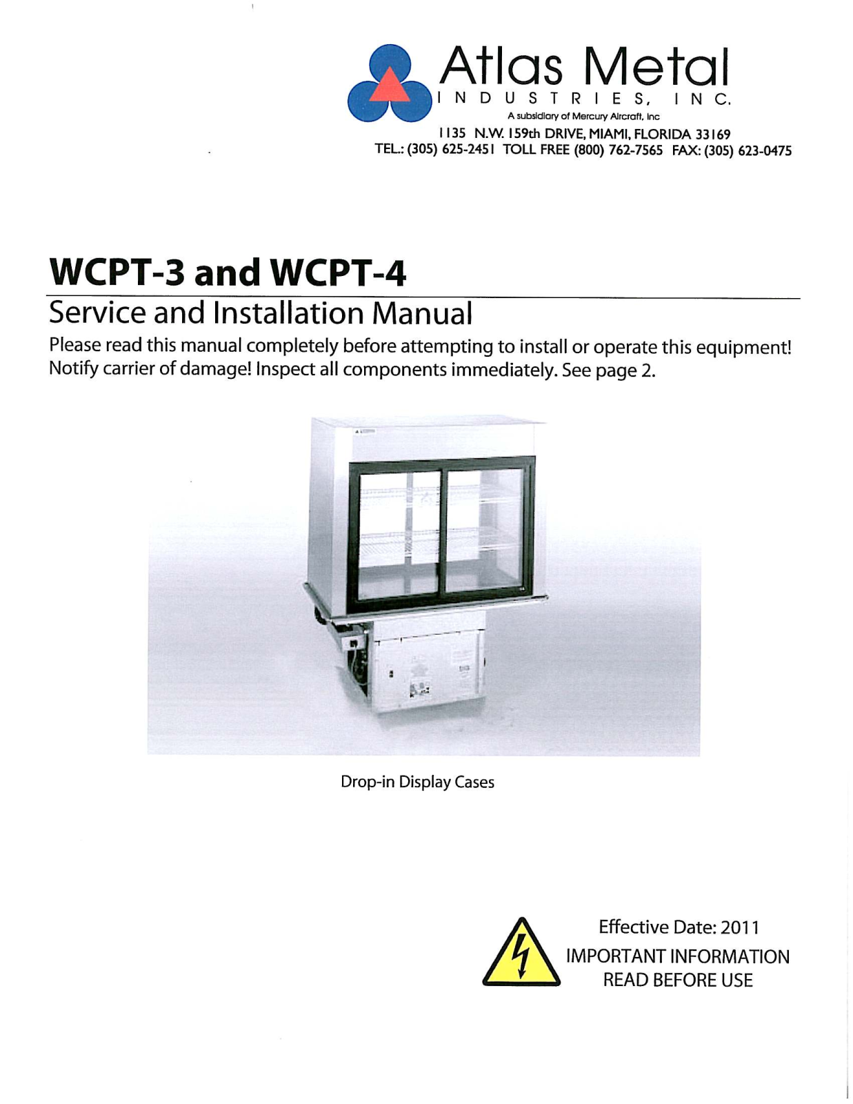 Atlas Metal Industries WCPT-3, WCPT-4 General Manual