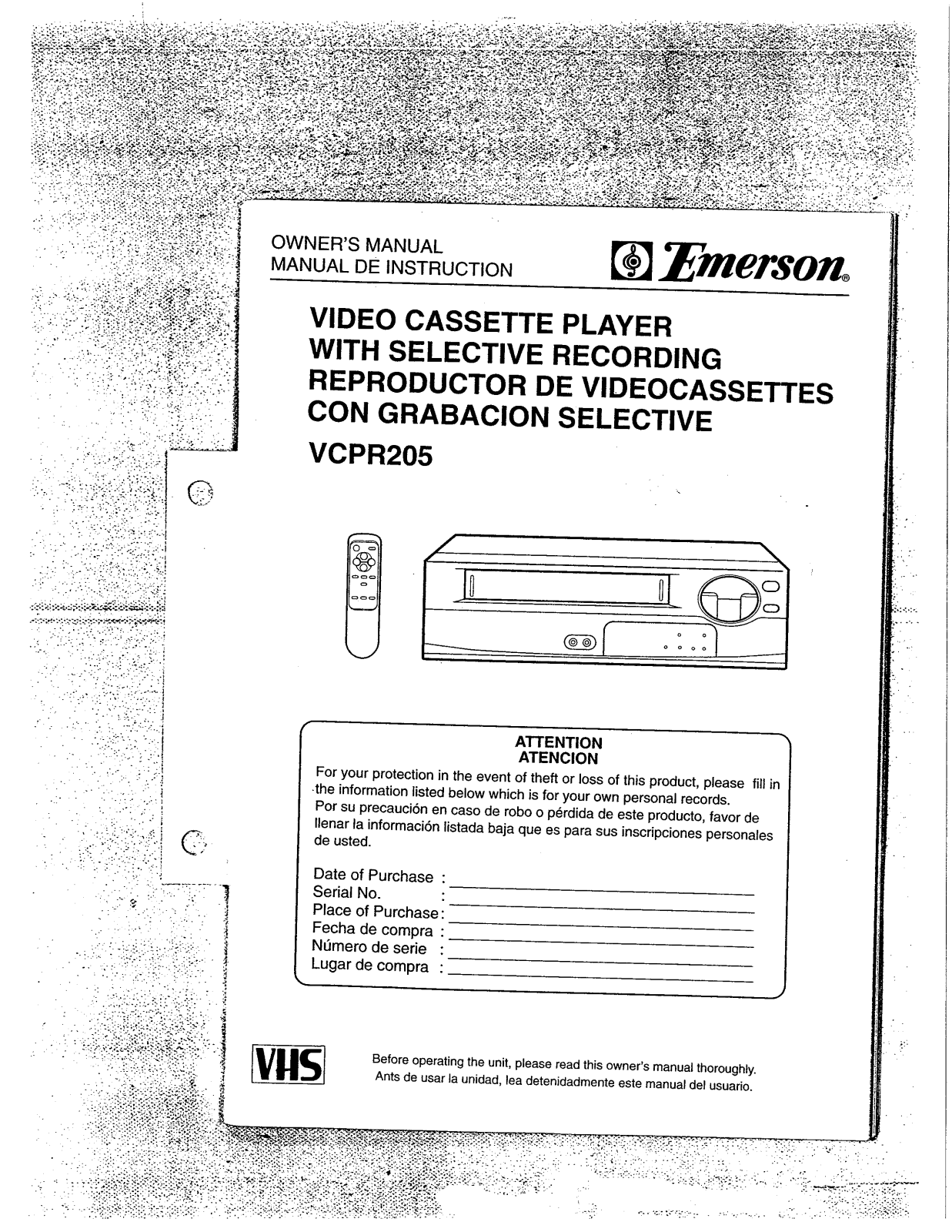 EMERSON VCPR205 User Manual