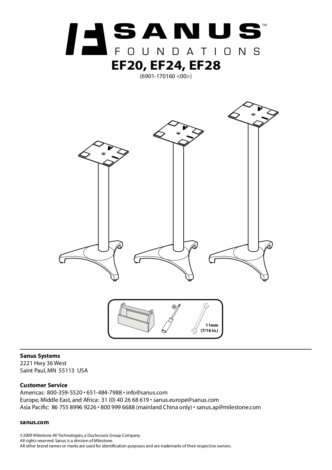 Sanus Systems EF20, EF28, EF24 User Manual