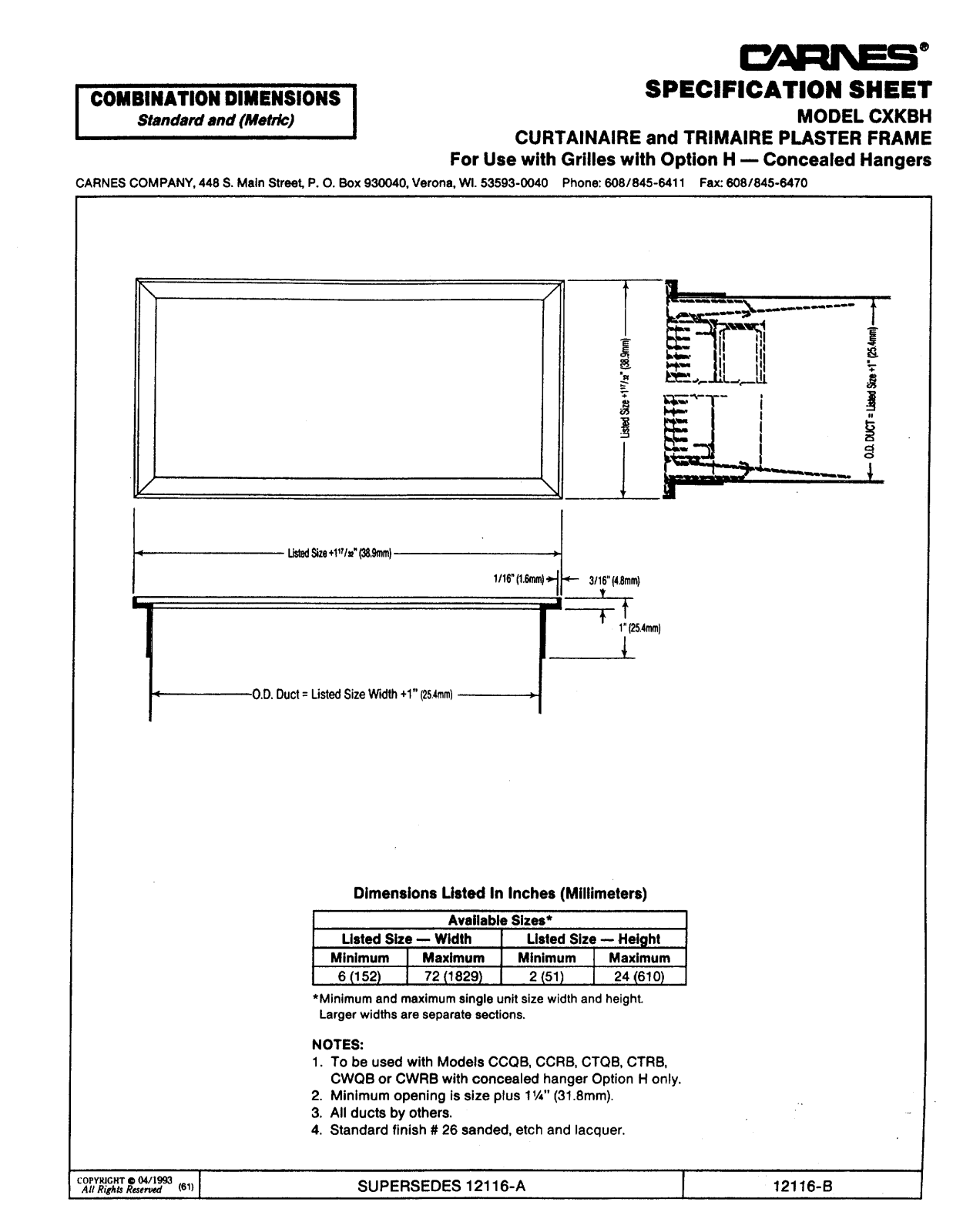 Carnes CXKBH User Manual