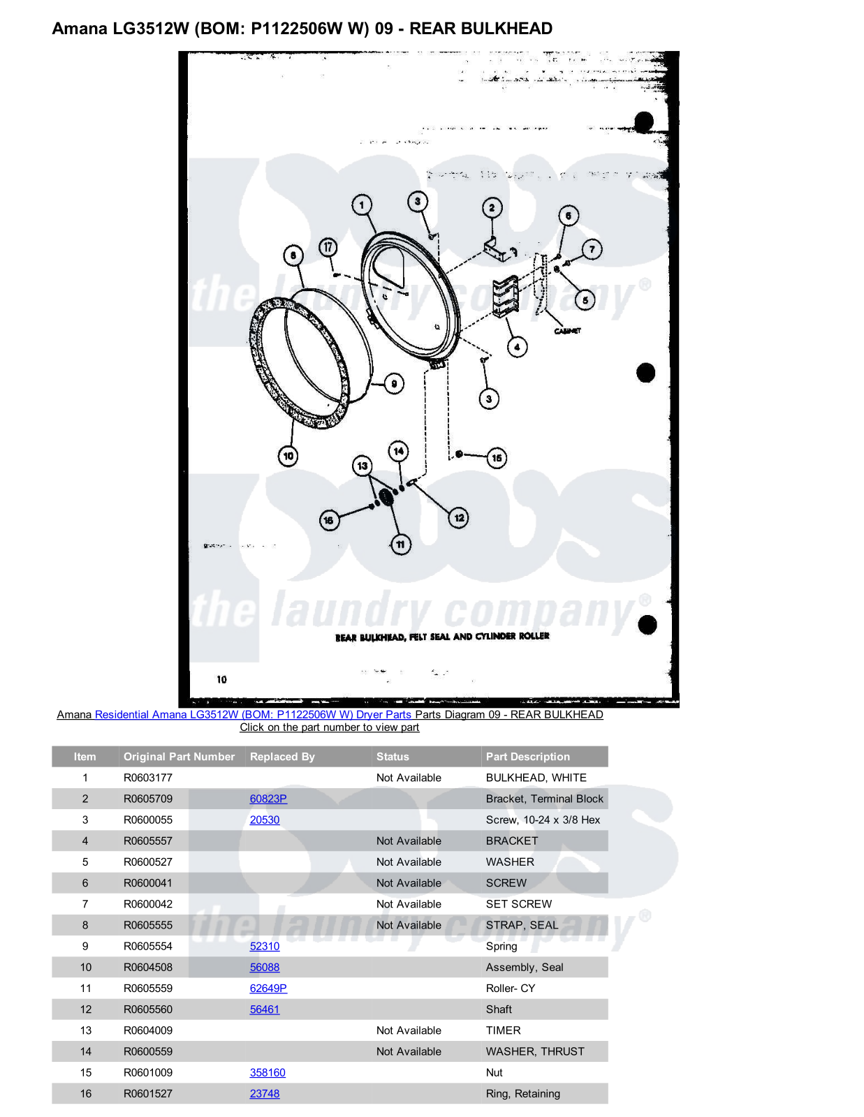 Amana LG3512W Parts Diagram