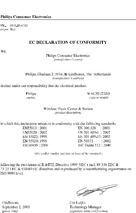 Philips WACS5/22 User Manual