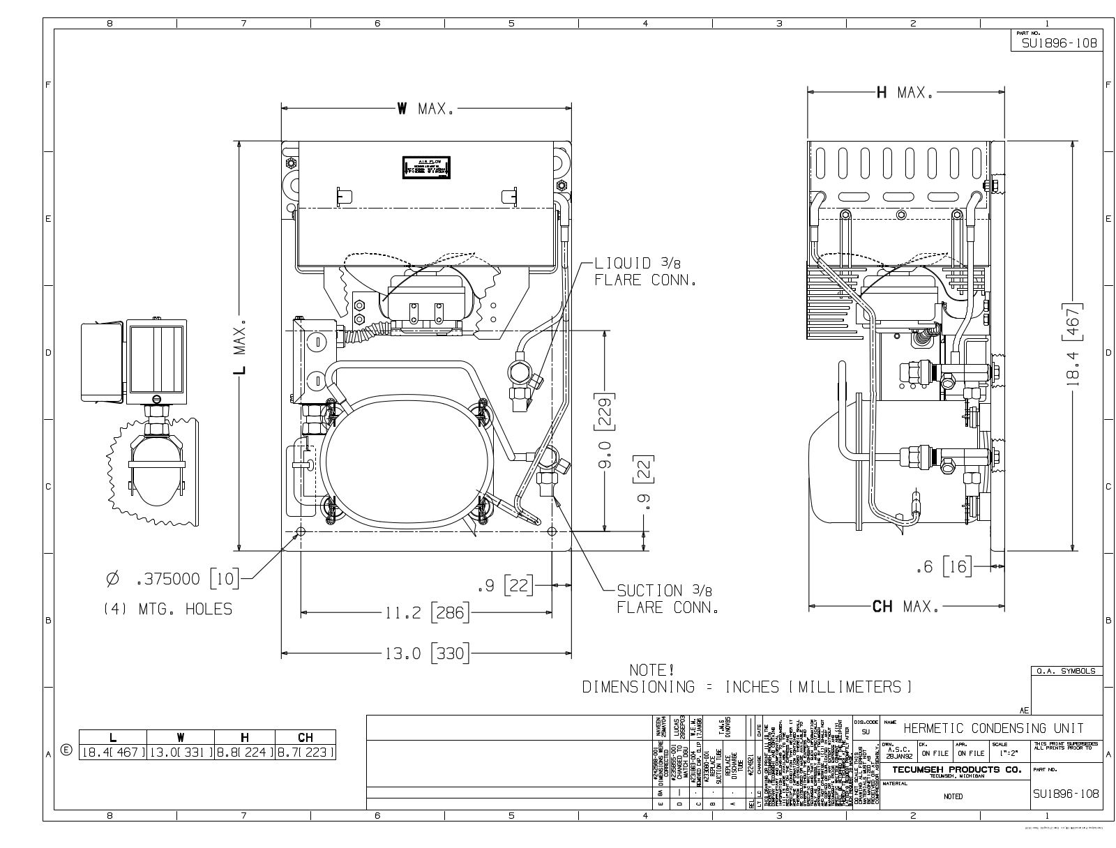 Tecumseh AEA2413ZXAXD Drawing Data