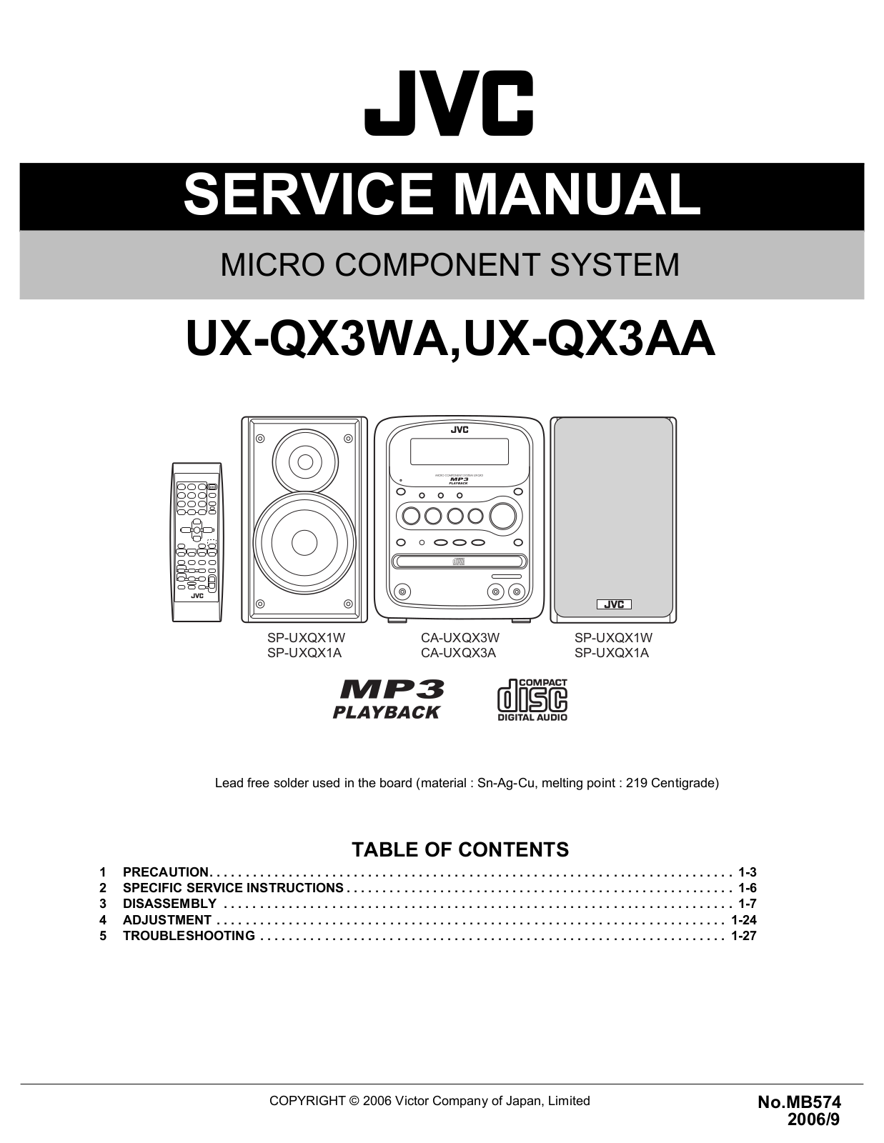 Jvc UX-QX3-WA, UX-QX3-AA Service Manual