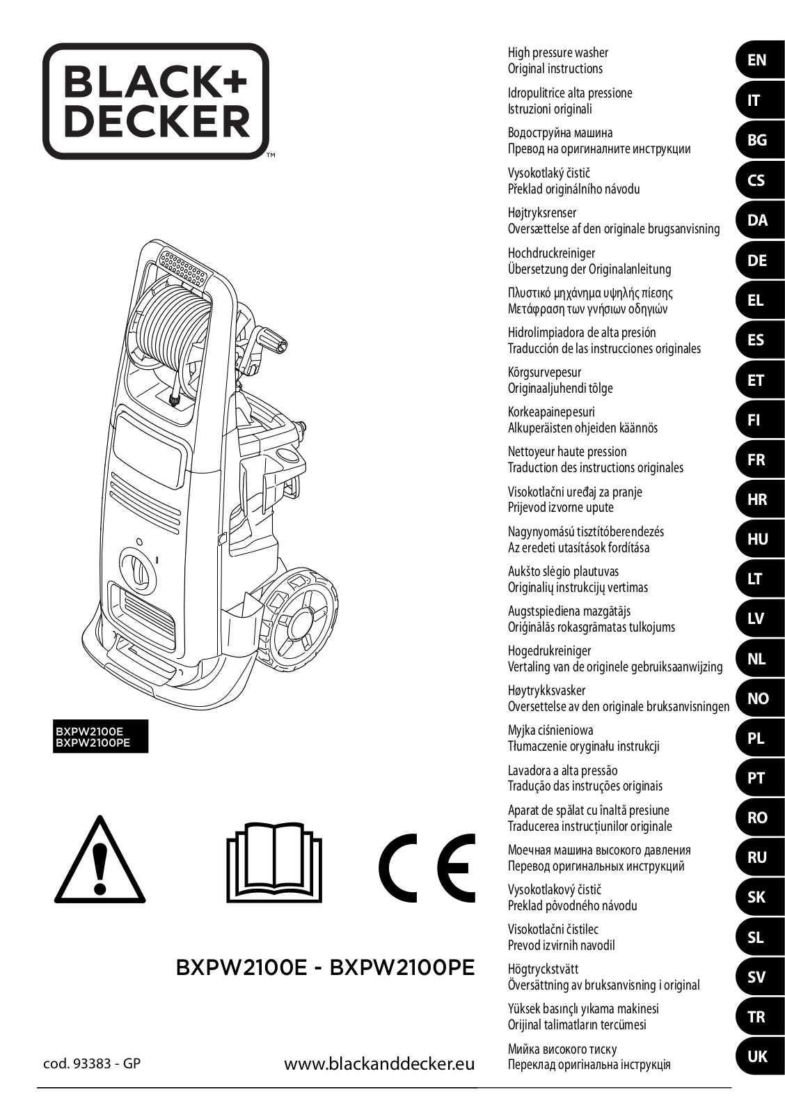 BlackandDecker BXPW2100E, BXPW2100PE User manual