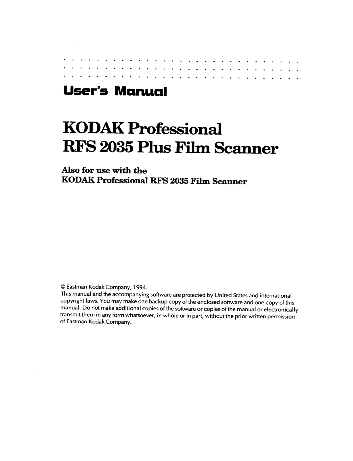 Kodak RFS2035 PLUS User Manual