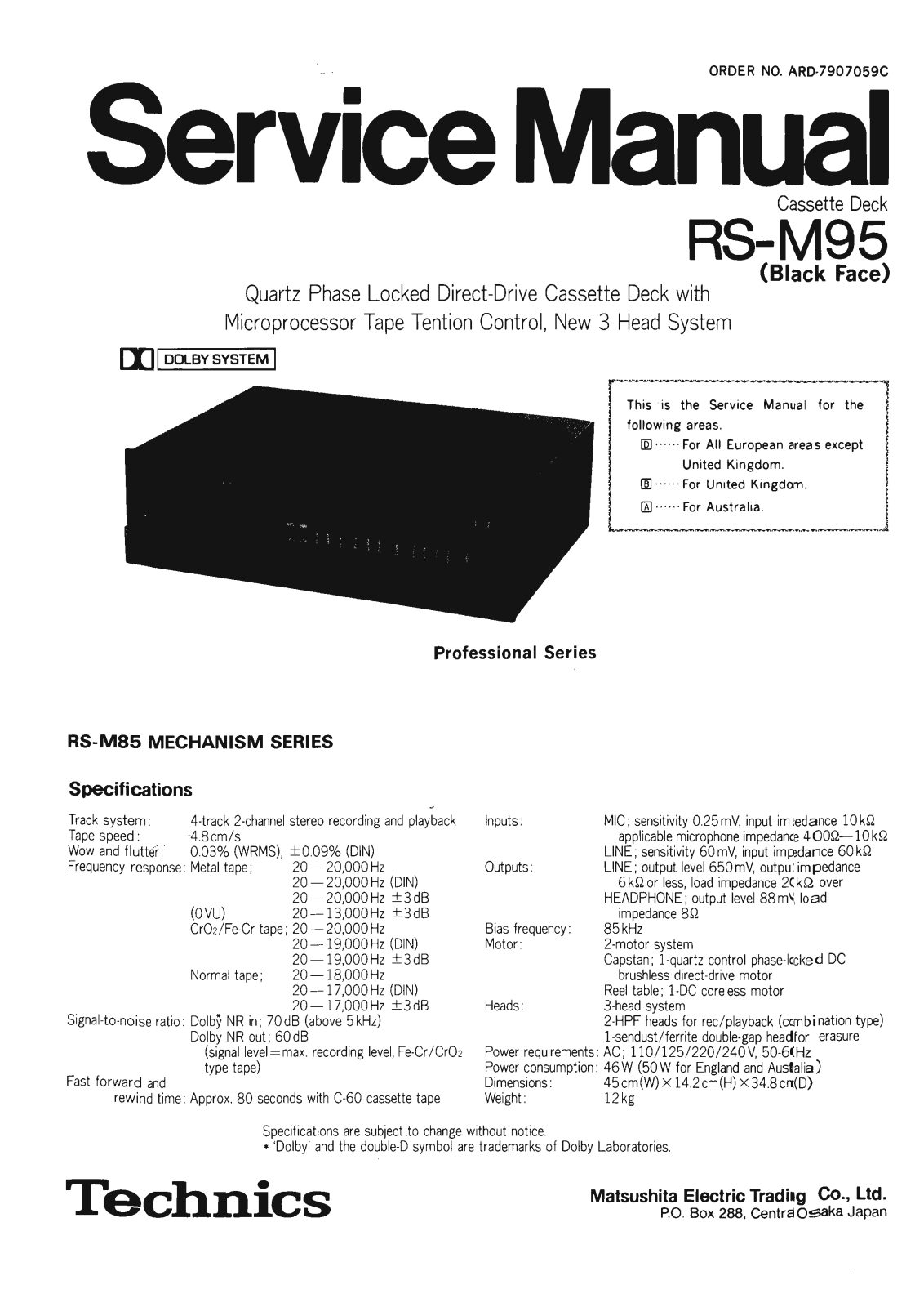 Technics RS-M-95 Service Manual