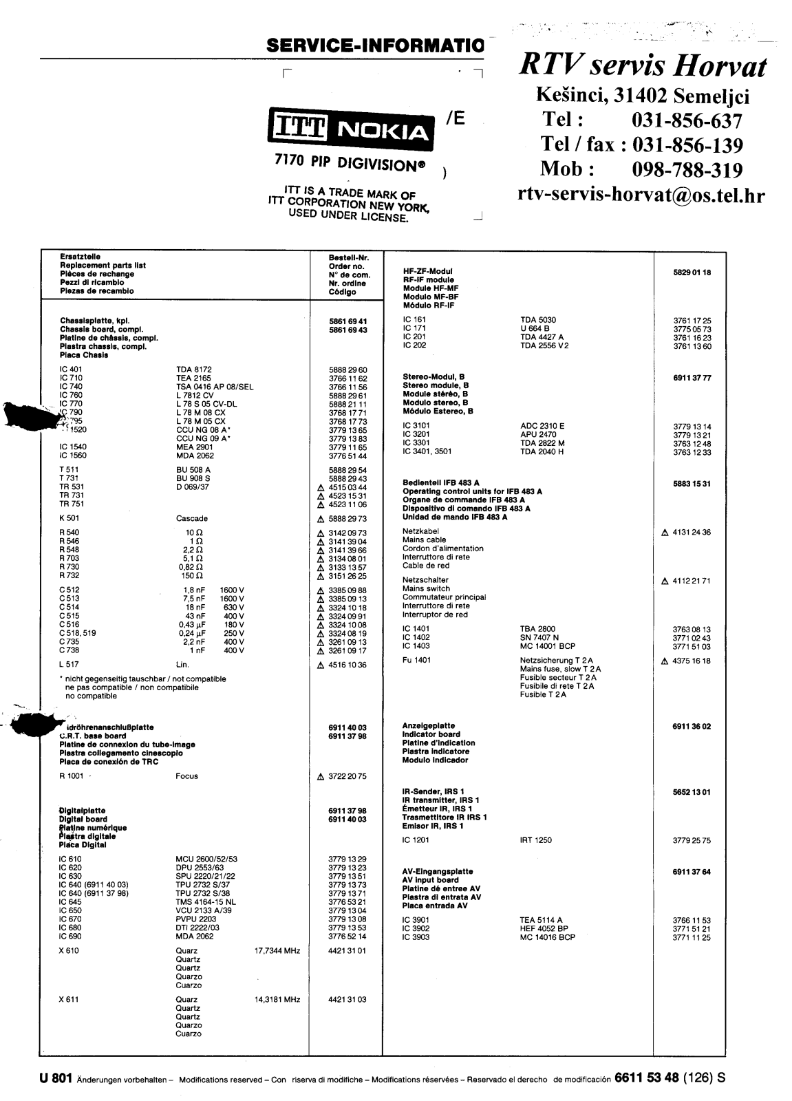 ITT 7170PIP Schematic