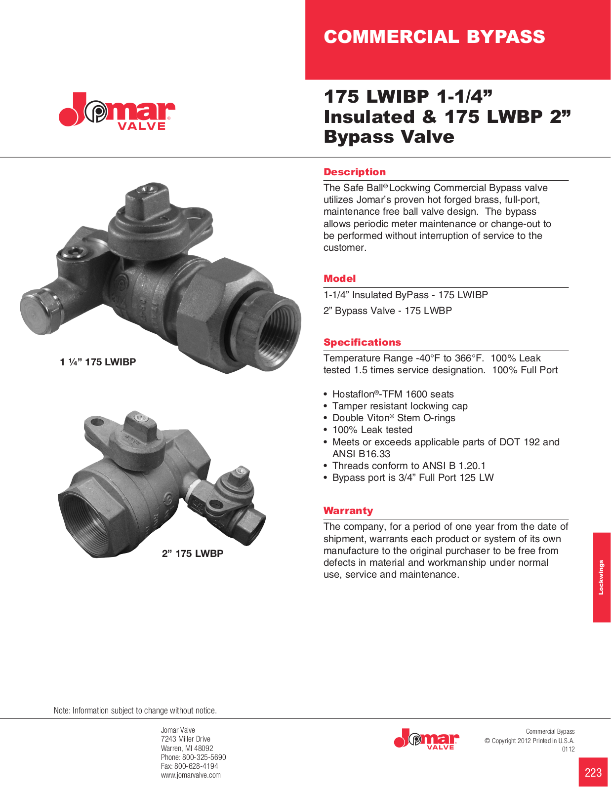 Jomar 175 LWBP User Manual