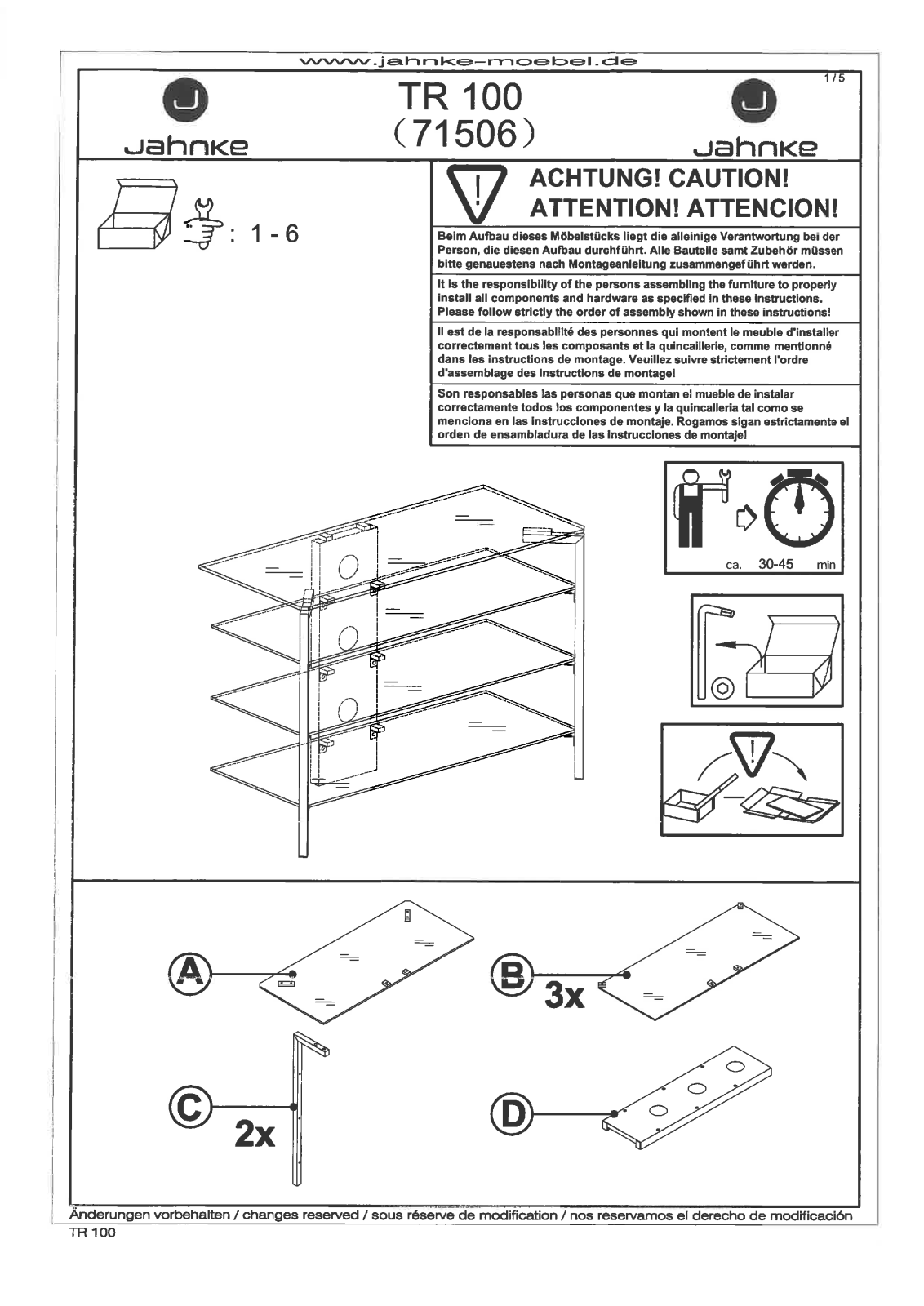 Jahnke TR 100 Assembly instructions