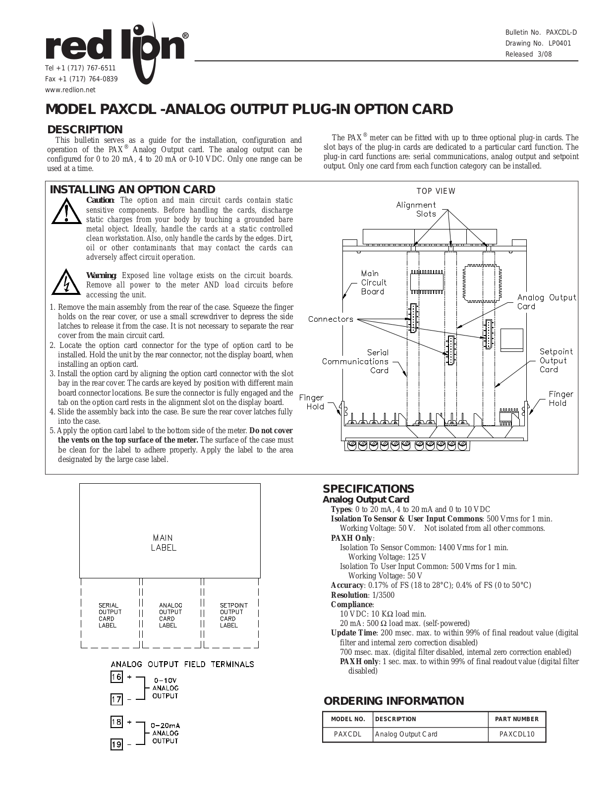 Red Lion PAXCDL User Manual