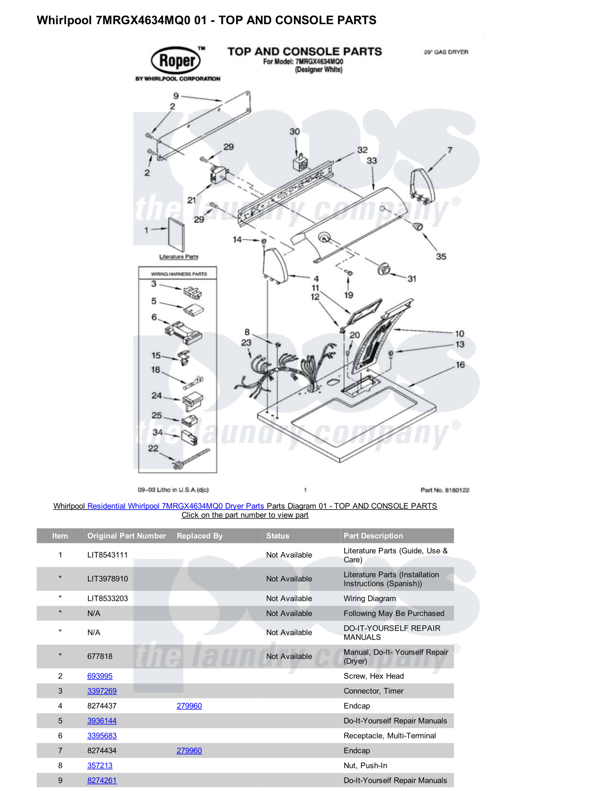 Whirlpool 7MRGX4634MQ0 Parts Diagram