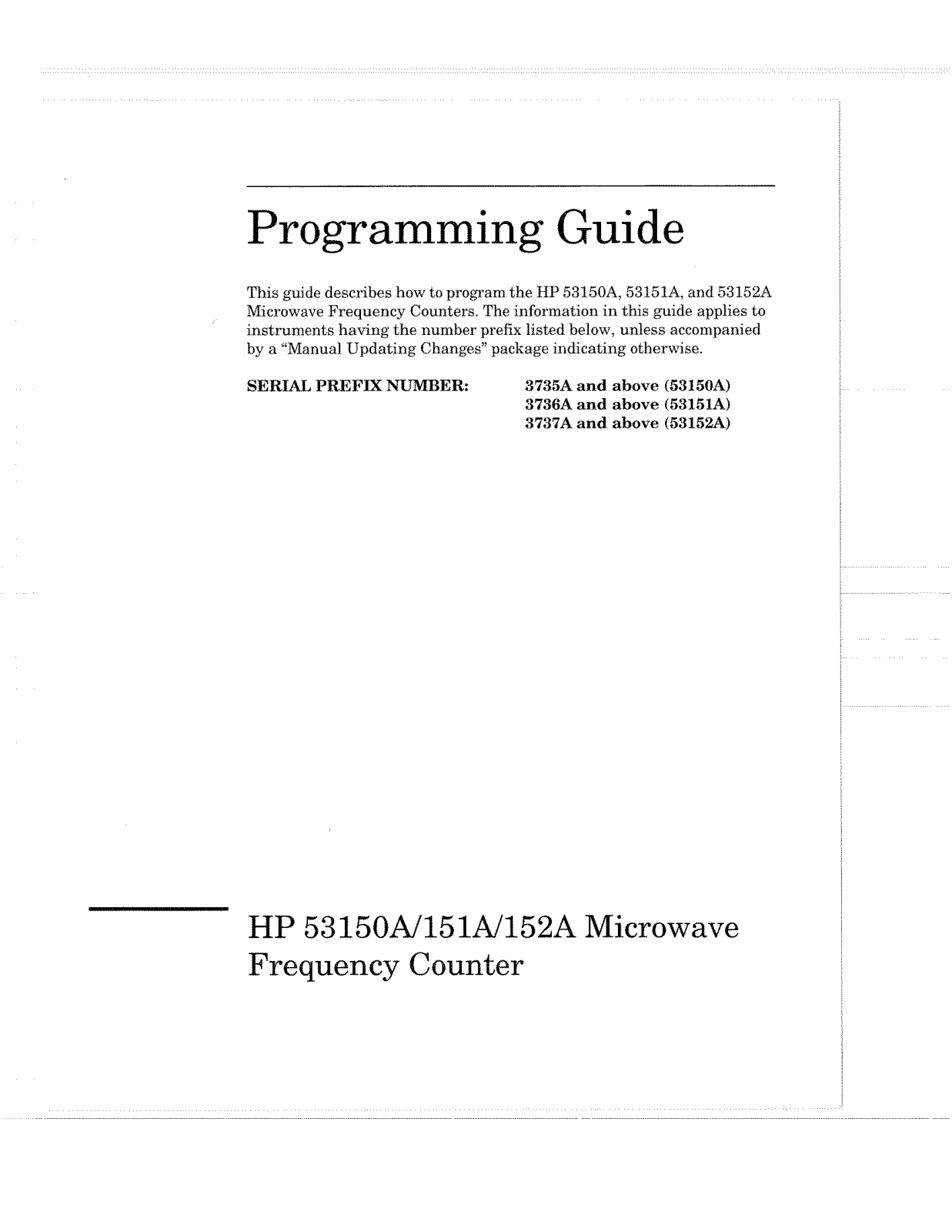 HP (Hewlett-Packard) 53152A, 53150A, 53151A User Manual