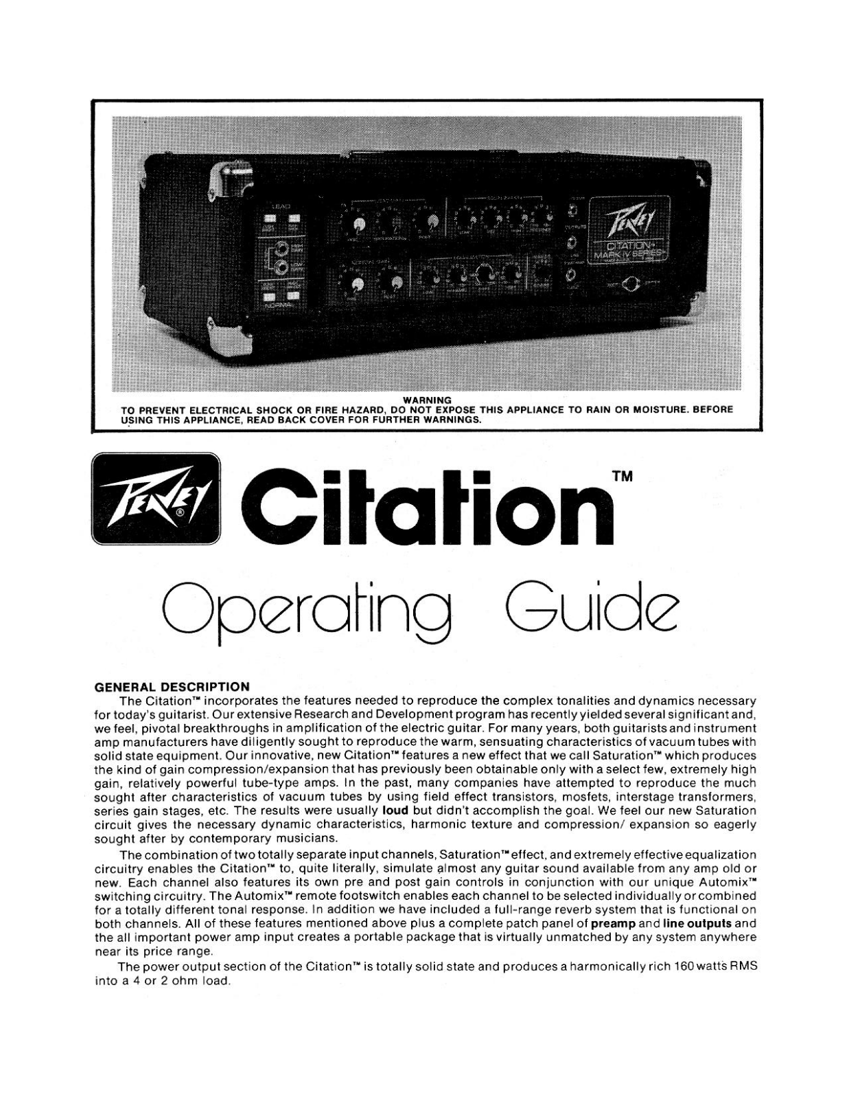 Peavey Citation User Manual