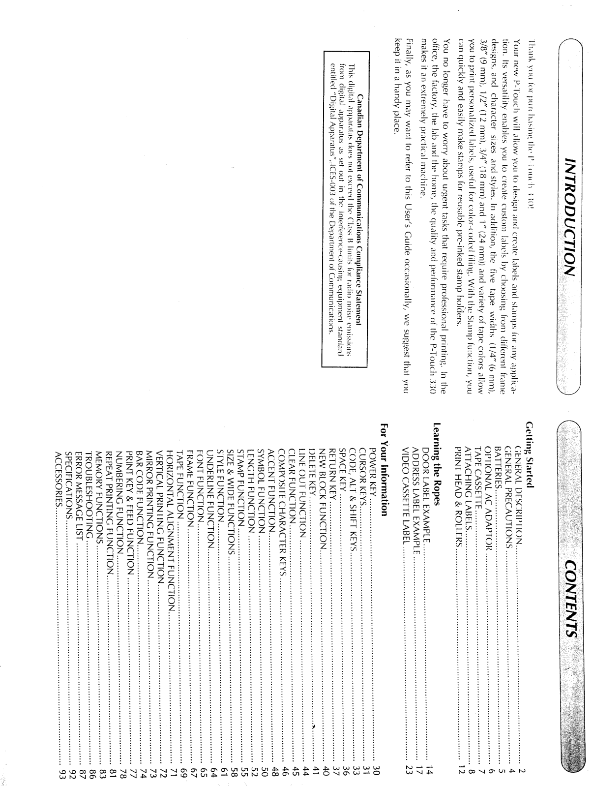 Brother PT-330 User Manual