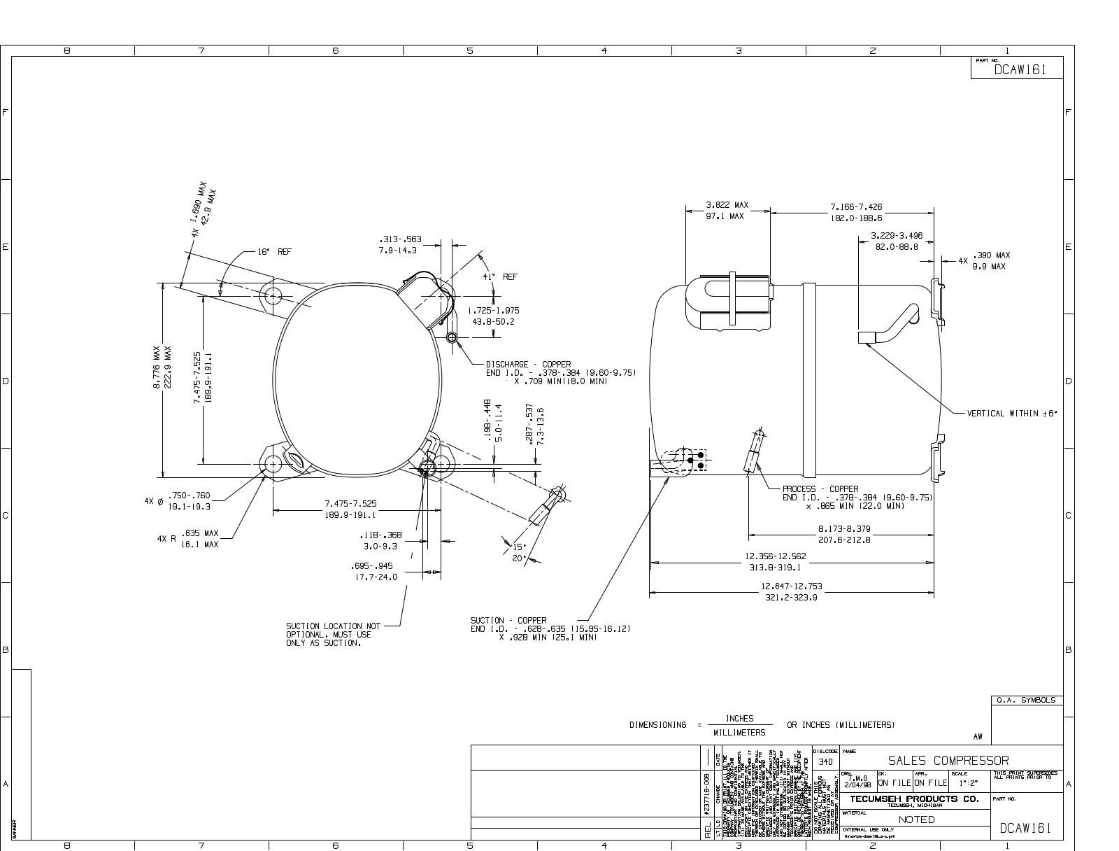 Tecumseh AWA2480ZXC Drawing Data