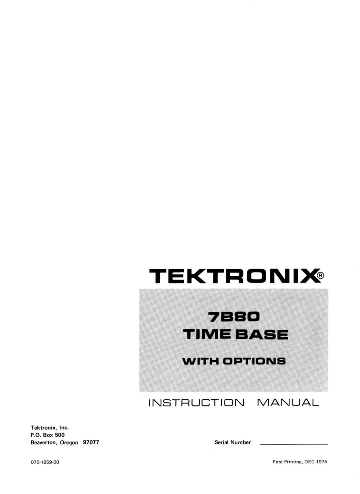 Tektronix 7B80 Service manual