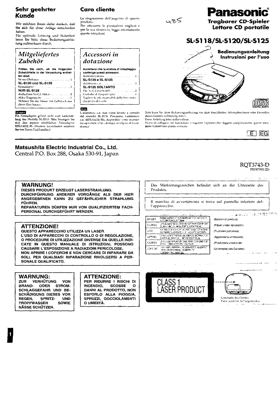 Panasonic SL-S118, SL-S120 User Manual