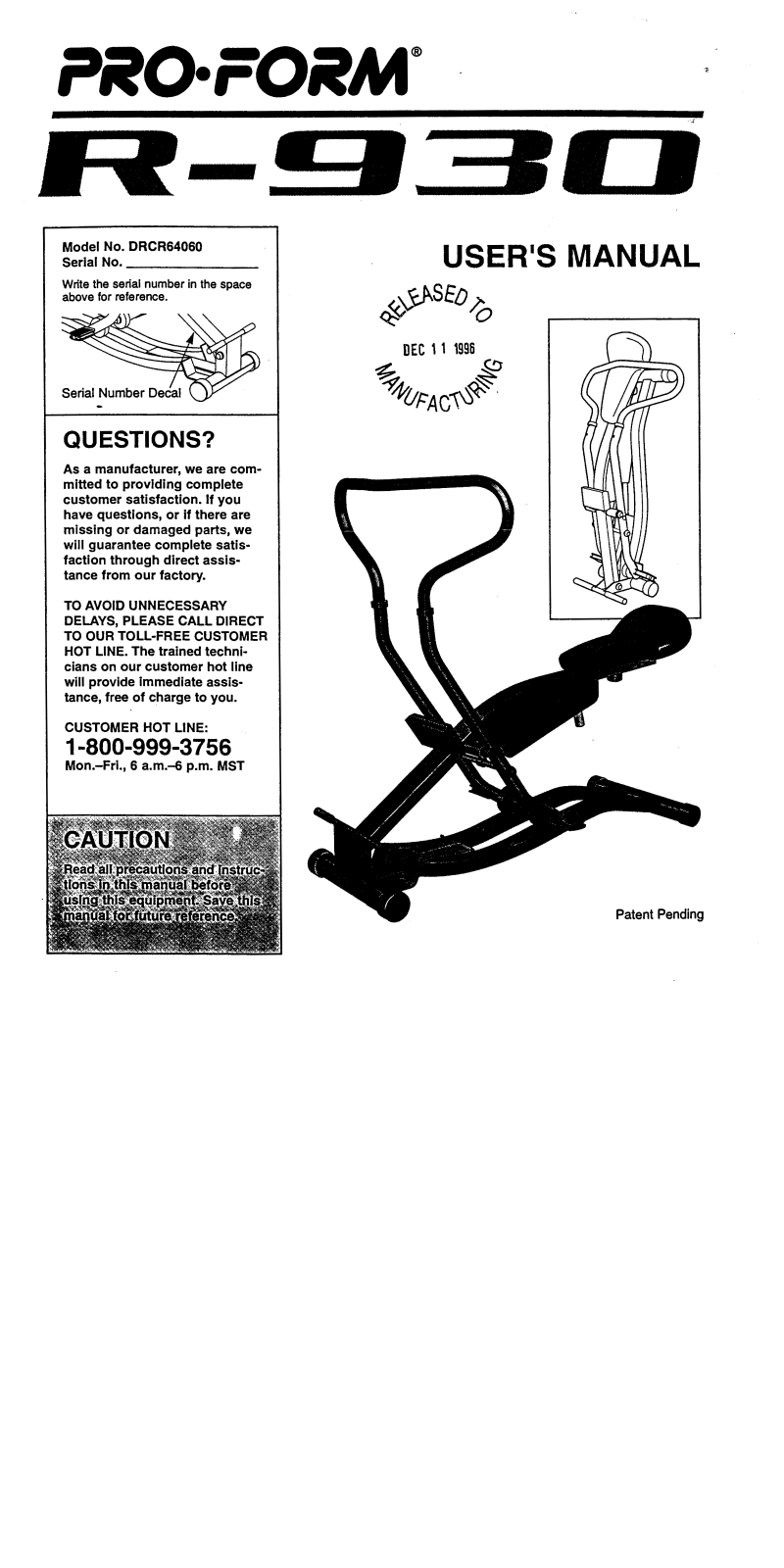 ProForm QVCR64060, DRCR64060 User Manual