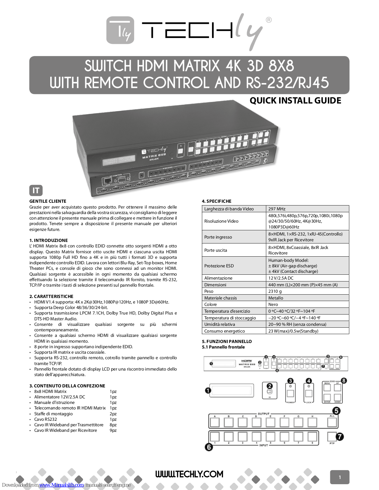 Techly HDMI-MXA88 Quick Install Manual