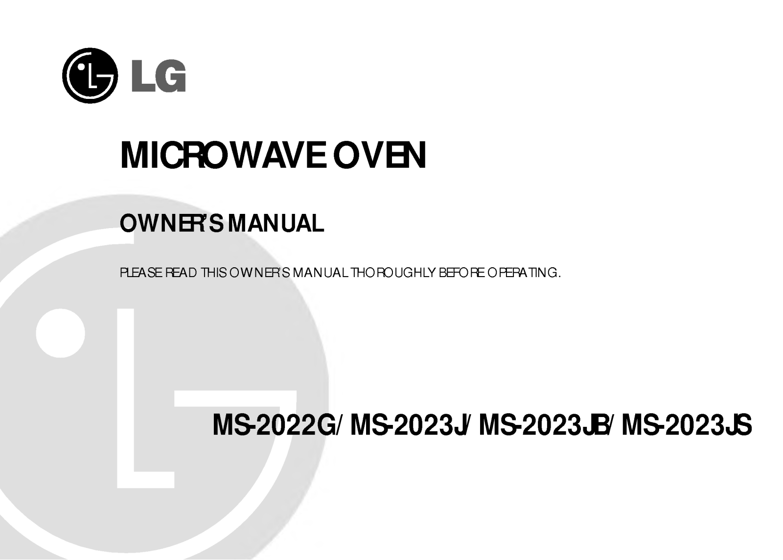 LG MS-2023JS, MS-2023JB User Manual