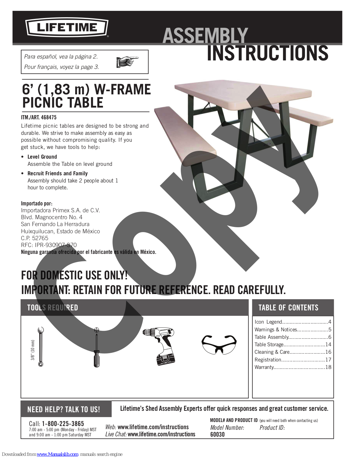 Lifetime 468475 Assembly Instructions Manual